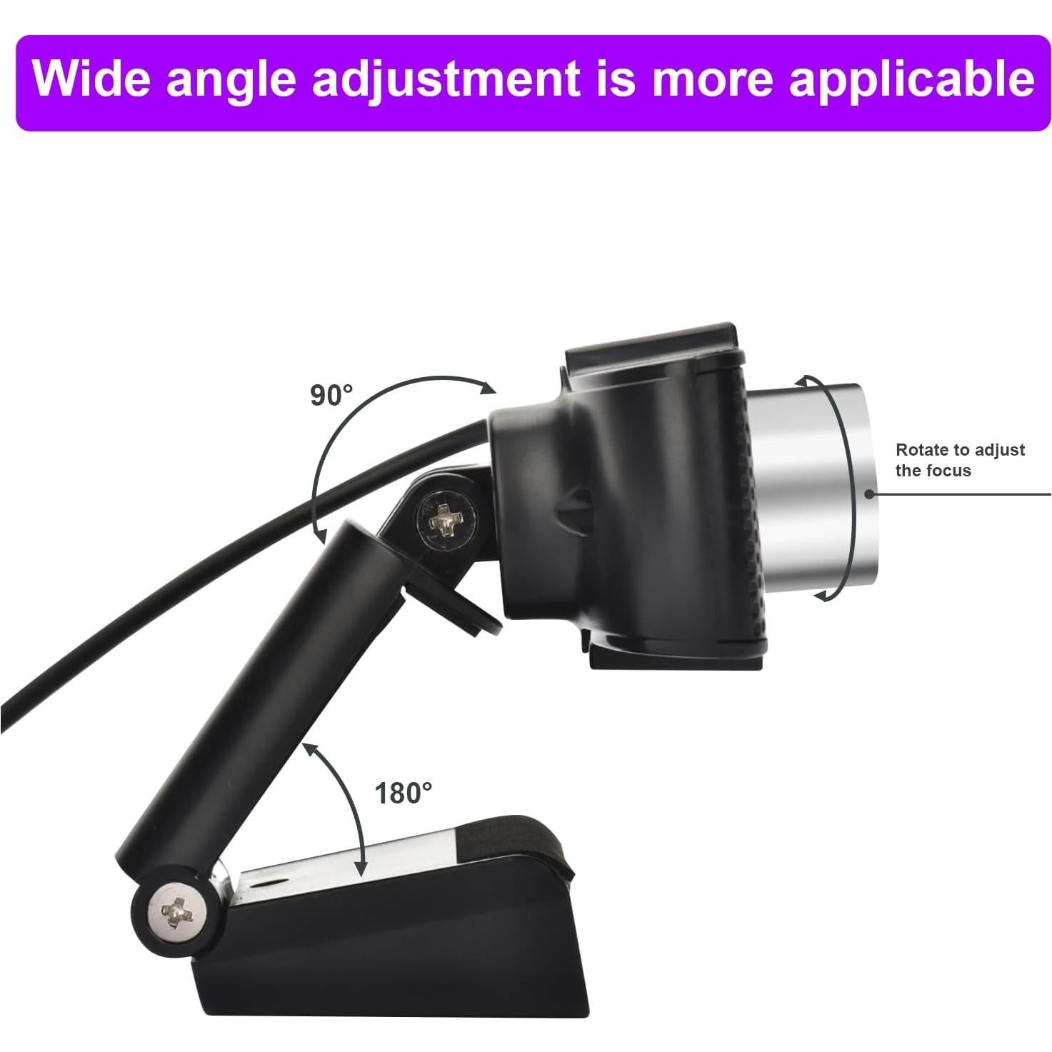 Cámara web HD 1080p Bocodow con micrófono y enfoque manual