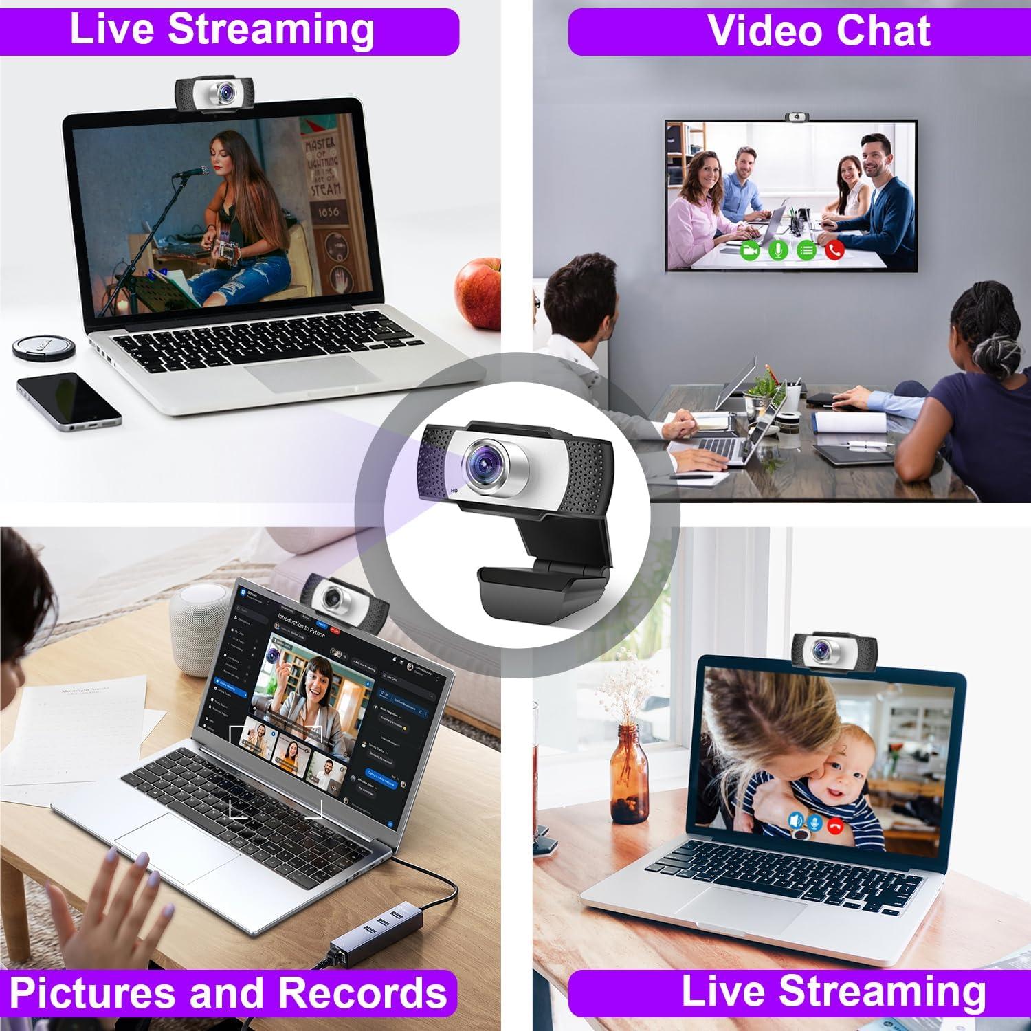 Cámara web HD 1080p Bocodow con micrófono y enfoque manual