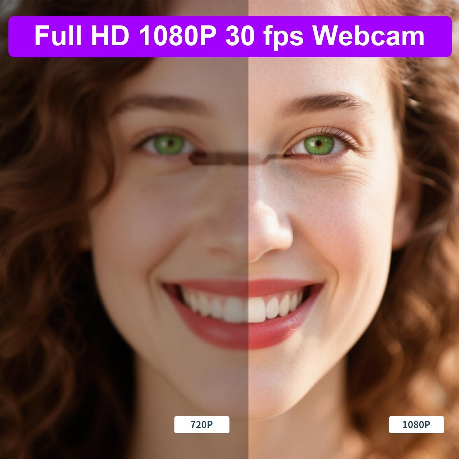 Cámara web HD 1080p Bocodow con micrófono y enfoque manual