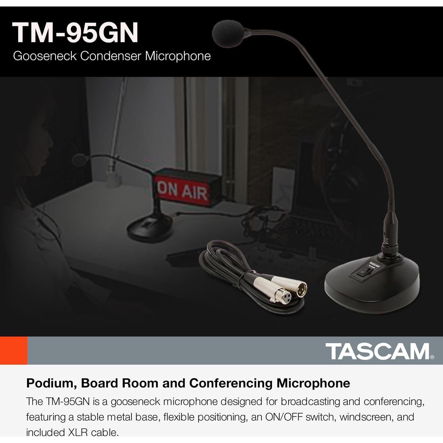 Micrófono de condensador Tascam TM-95GN cuello de ganso