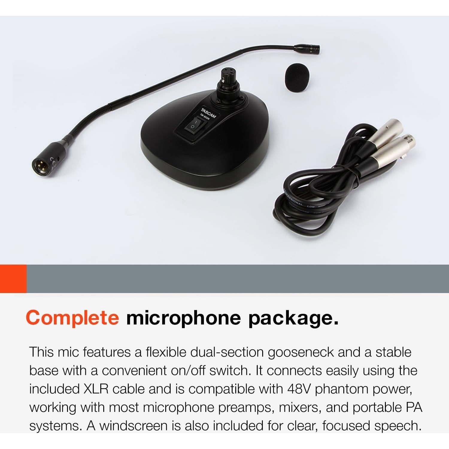 Micrófono de condensador Tascam TM-95GN cuello de ganso