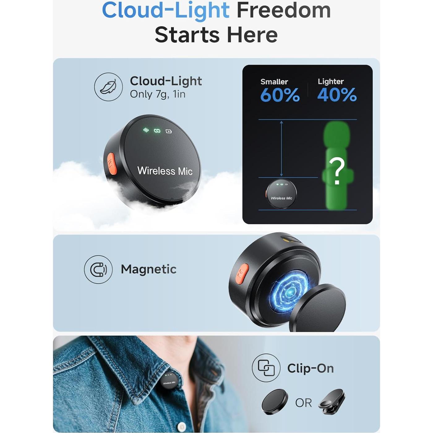 Micrófono Lavalier Inalámbrico BILIWAL M18 USB-C 36H Carga