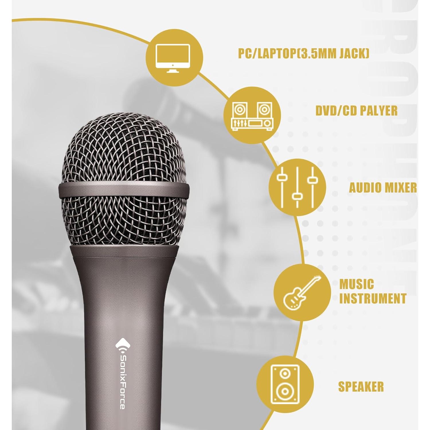 Micrófono Dinámico Profesional SonixForce SFYS26N 4.88m XLR