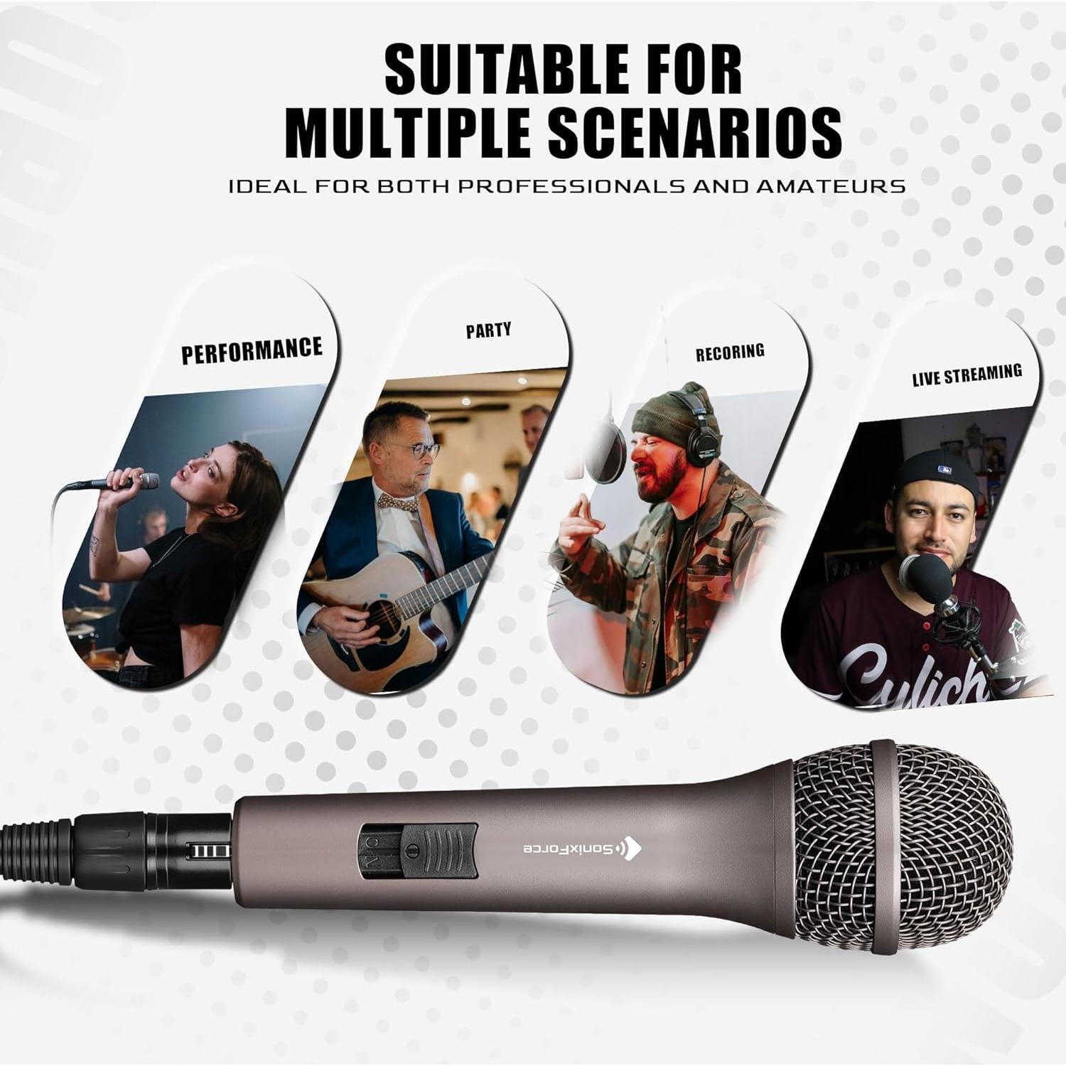 Micrófono Dinámico Profesional SonixForce SFYS26N 4.88m XLR