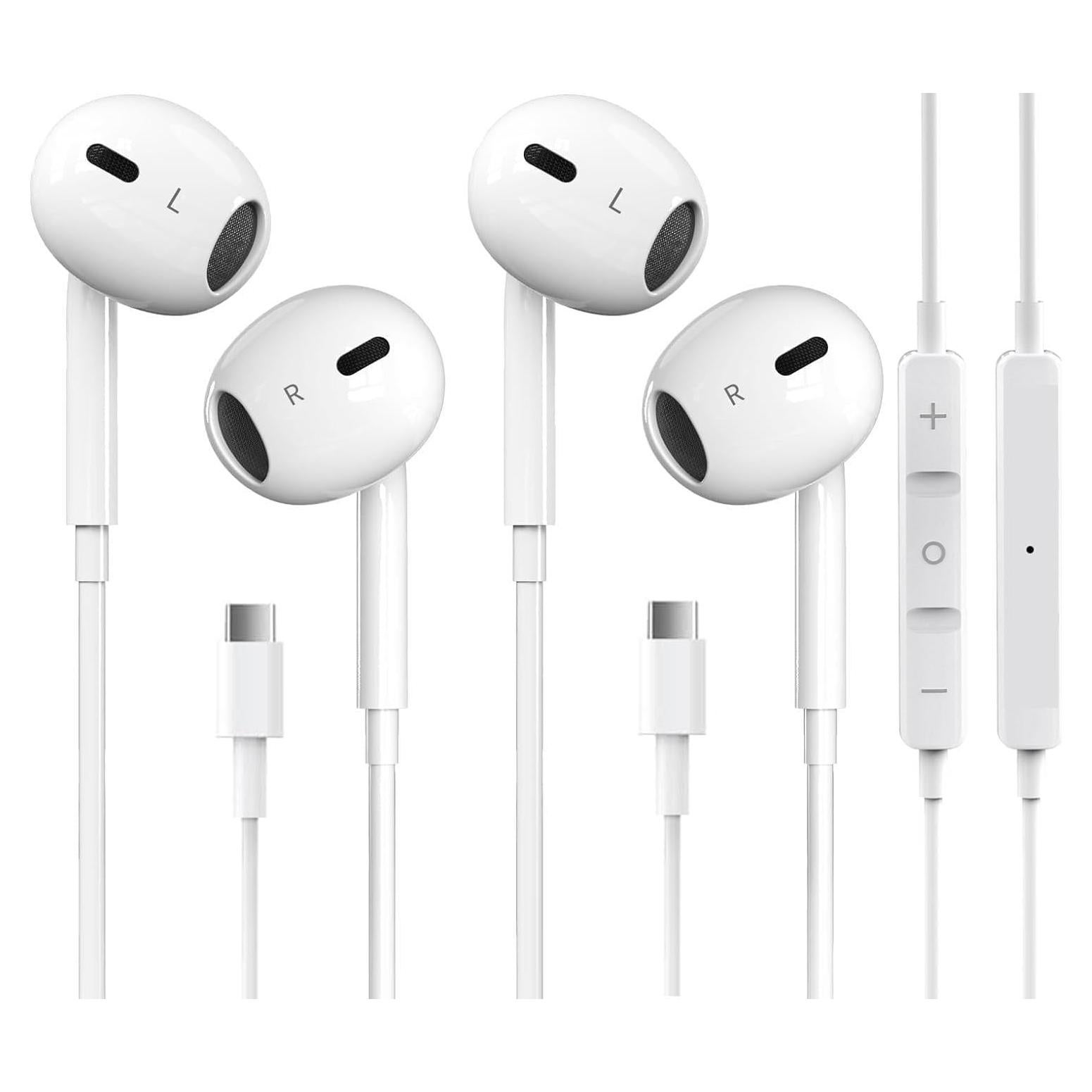 Auriculares USB-C HiFi Estéreo Pcwfbzf con Micrófono - 2 Paquetes