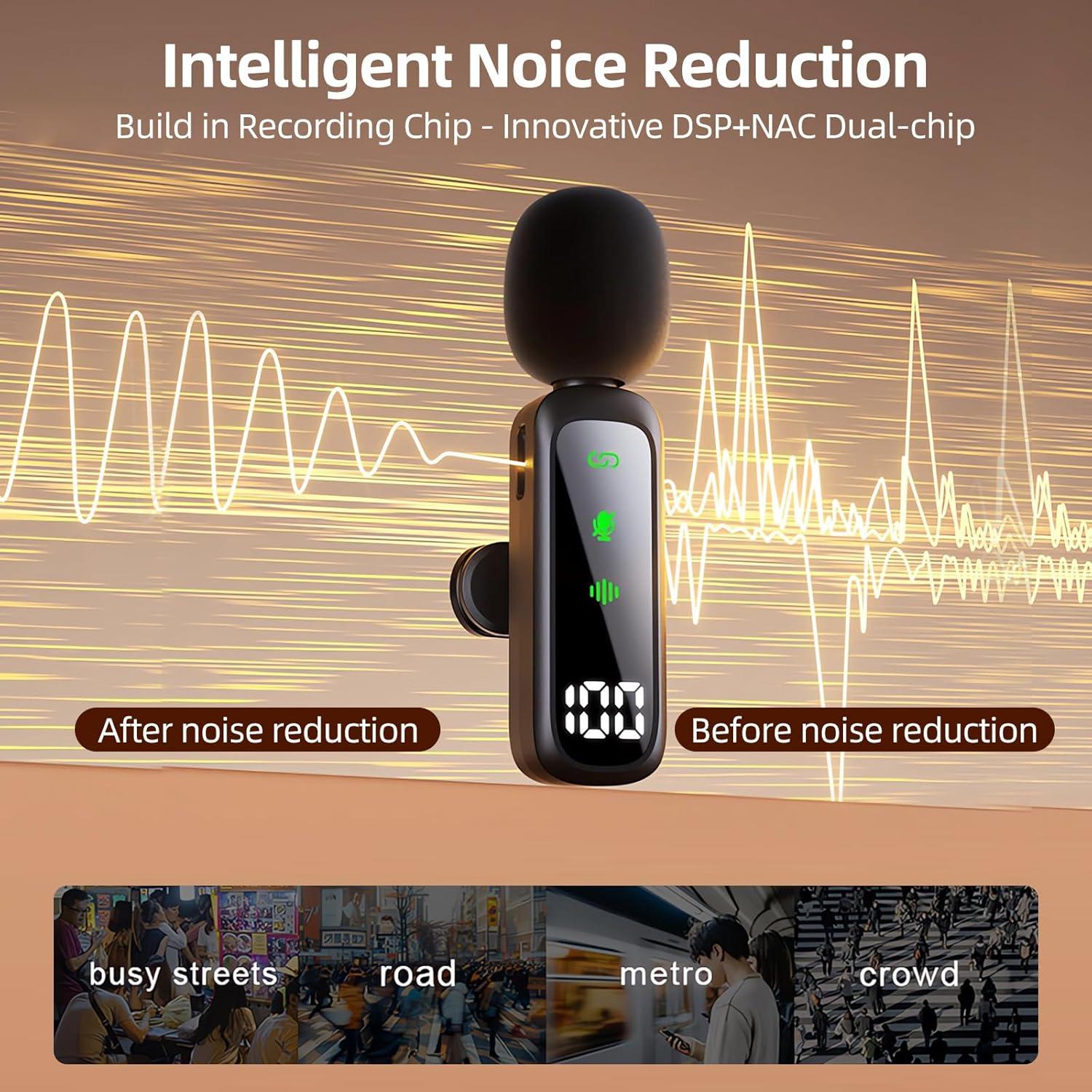 Micrófono Lavalier Inalámbrico Bonkyo T20 con Cancelación de Ruido