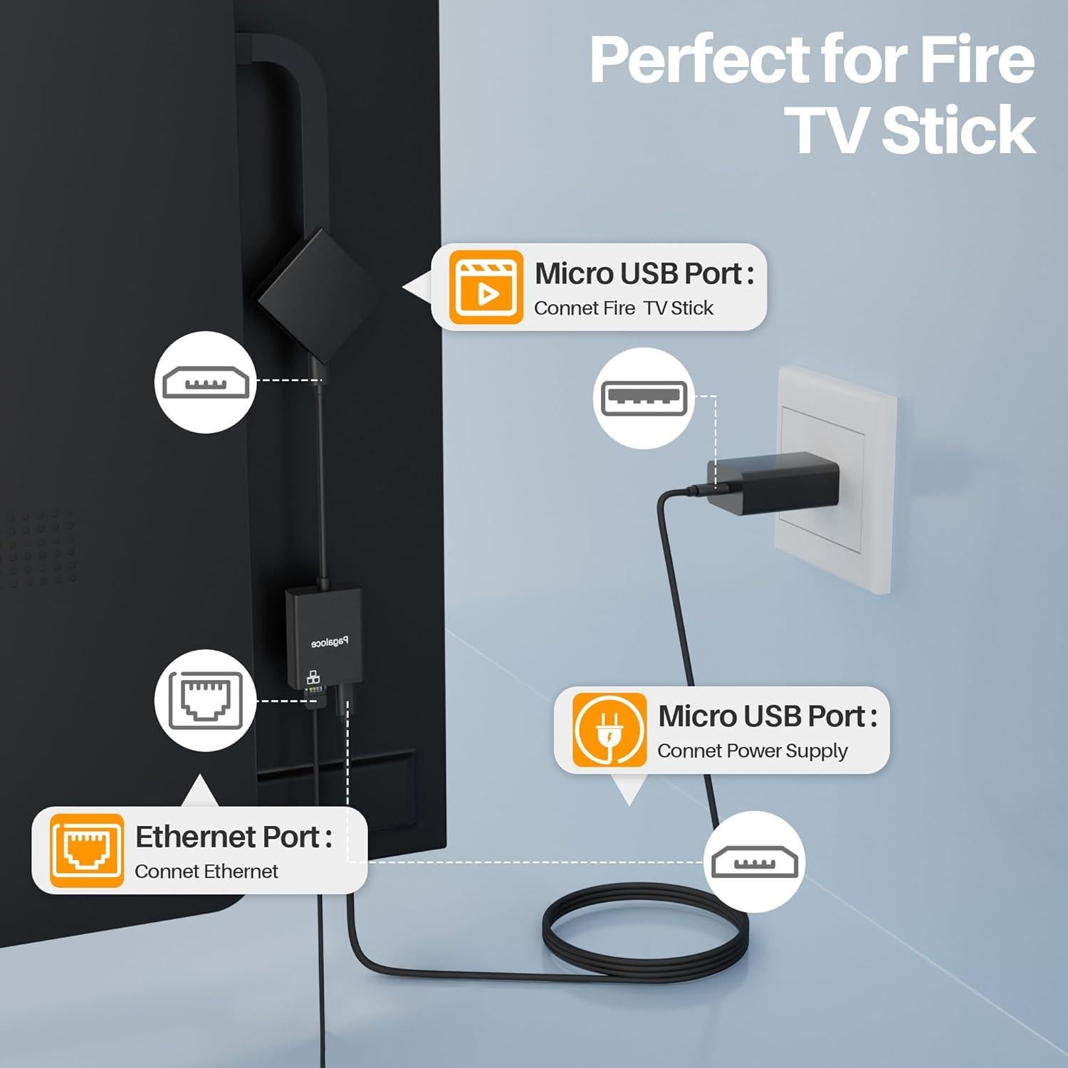 Adaptador Ethernet Micro USB a RJ45 Pagaloce 100Mbps