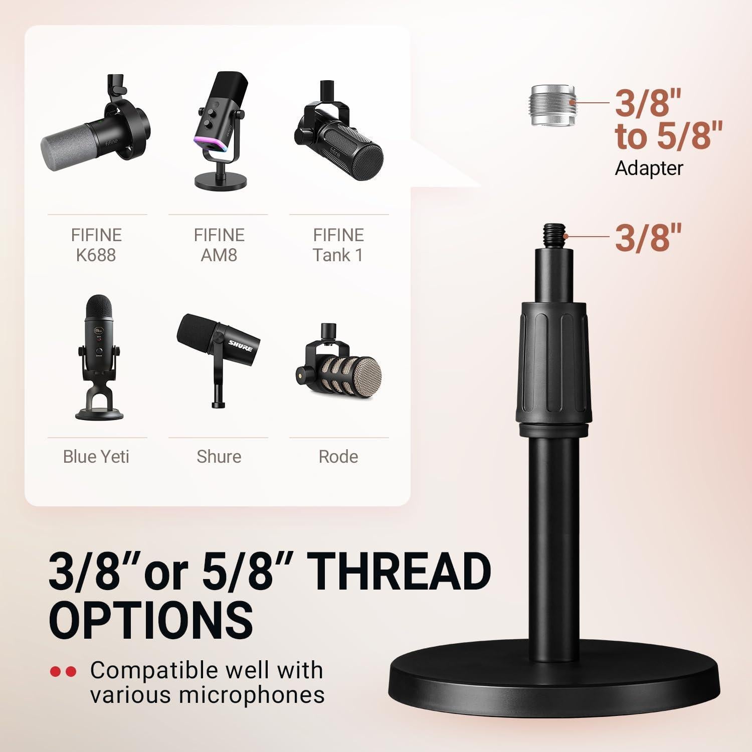 Soporte de Micrófono de Escritorio FIFINE BS1 Ajustable Metal