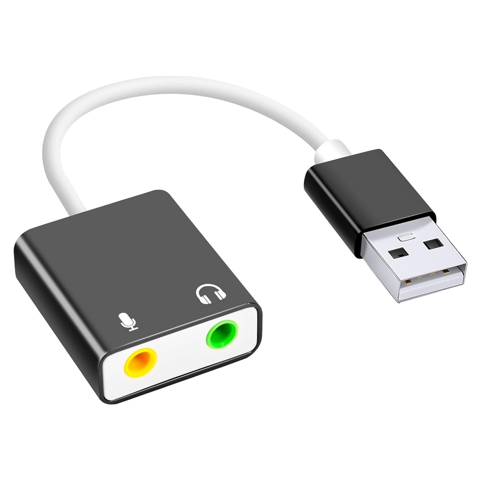 Adaptador de Audio USB QAJOPFN a 3.5mm para PC y Laptop