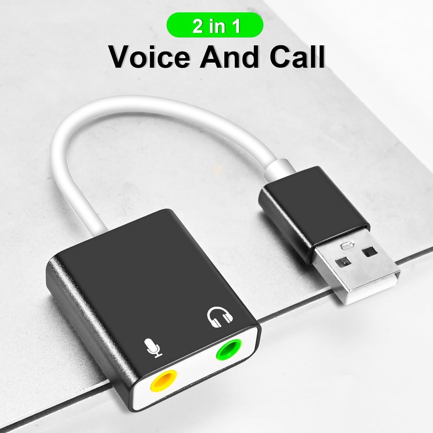 Adaptador de Audio USB QAJOPFN a 3.5mm para PC y Laptop