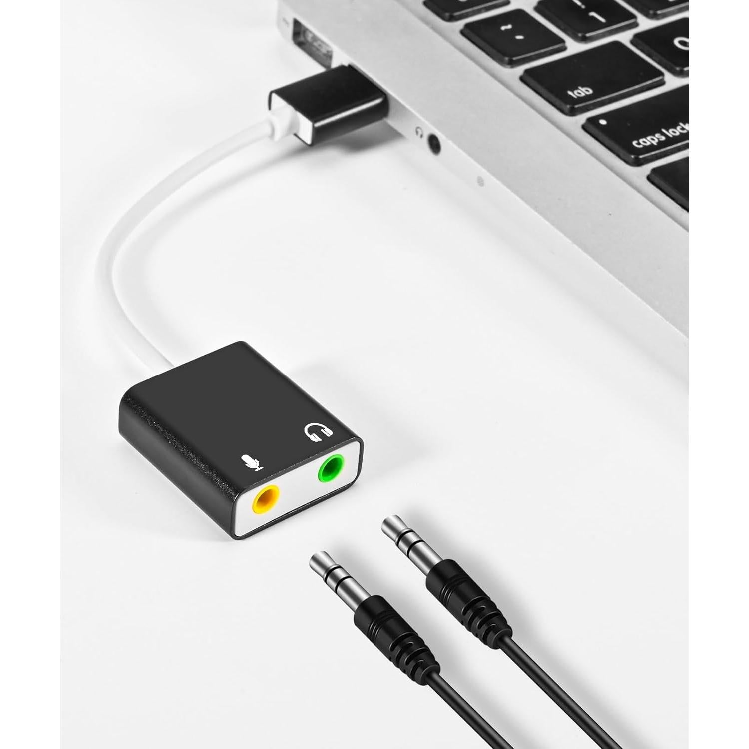 Adaptador de Audio USB QAJOPFN a 3.5mm para PC y Laptop