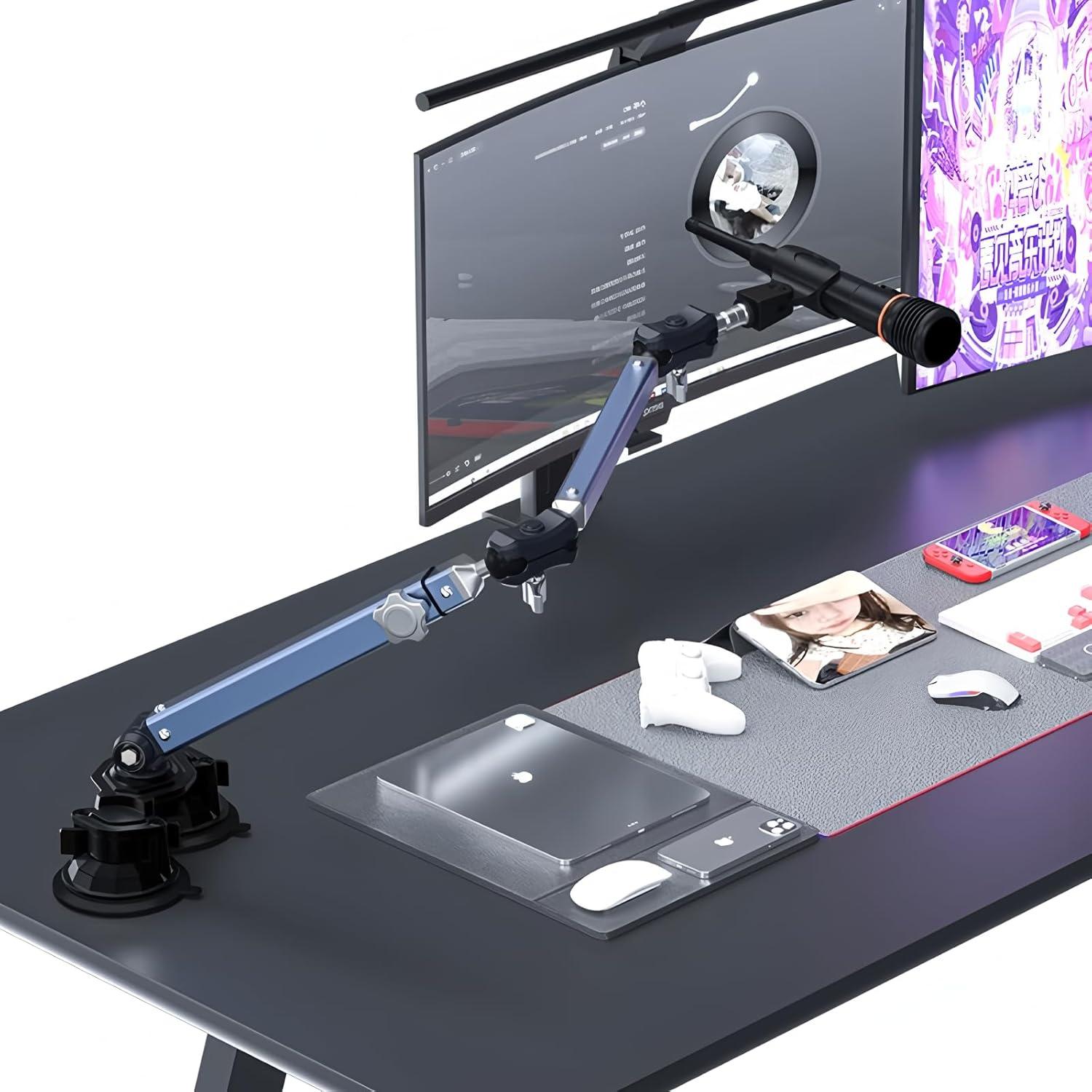 Brazo de Micrófono Ajustable 360° Aluminio Azul 1.5 kg