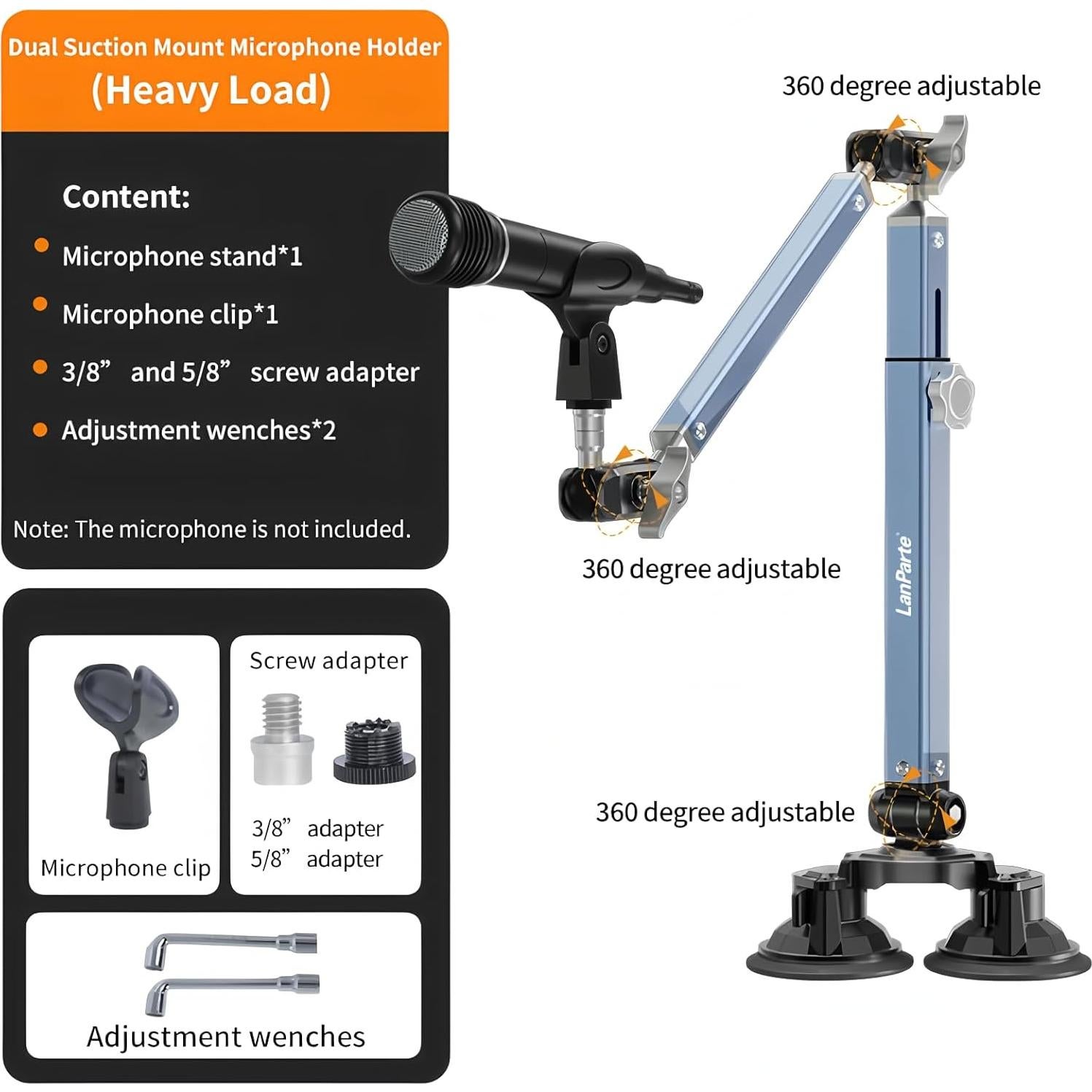 Brazo de Micrófono Ajustable 360° Aluminio Azul 1.5 kg