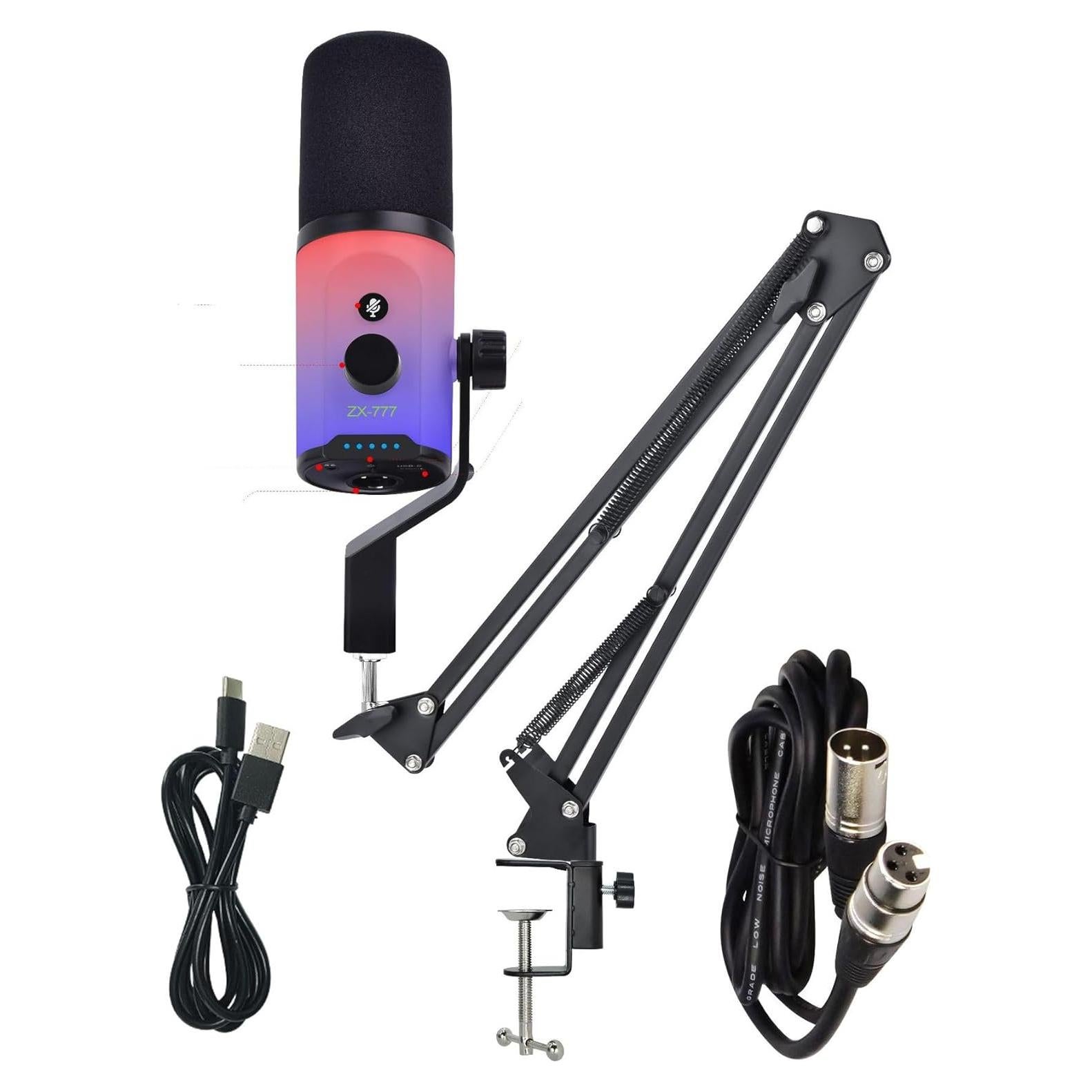 Micrófono USB/XLR Gaming AM8 con RGB y Brazo Soporte