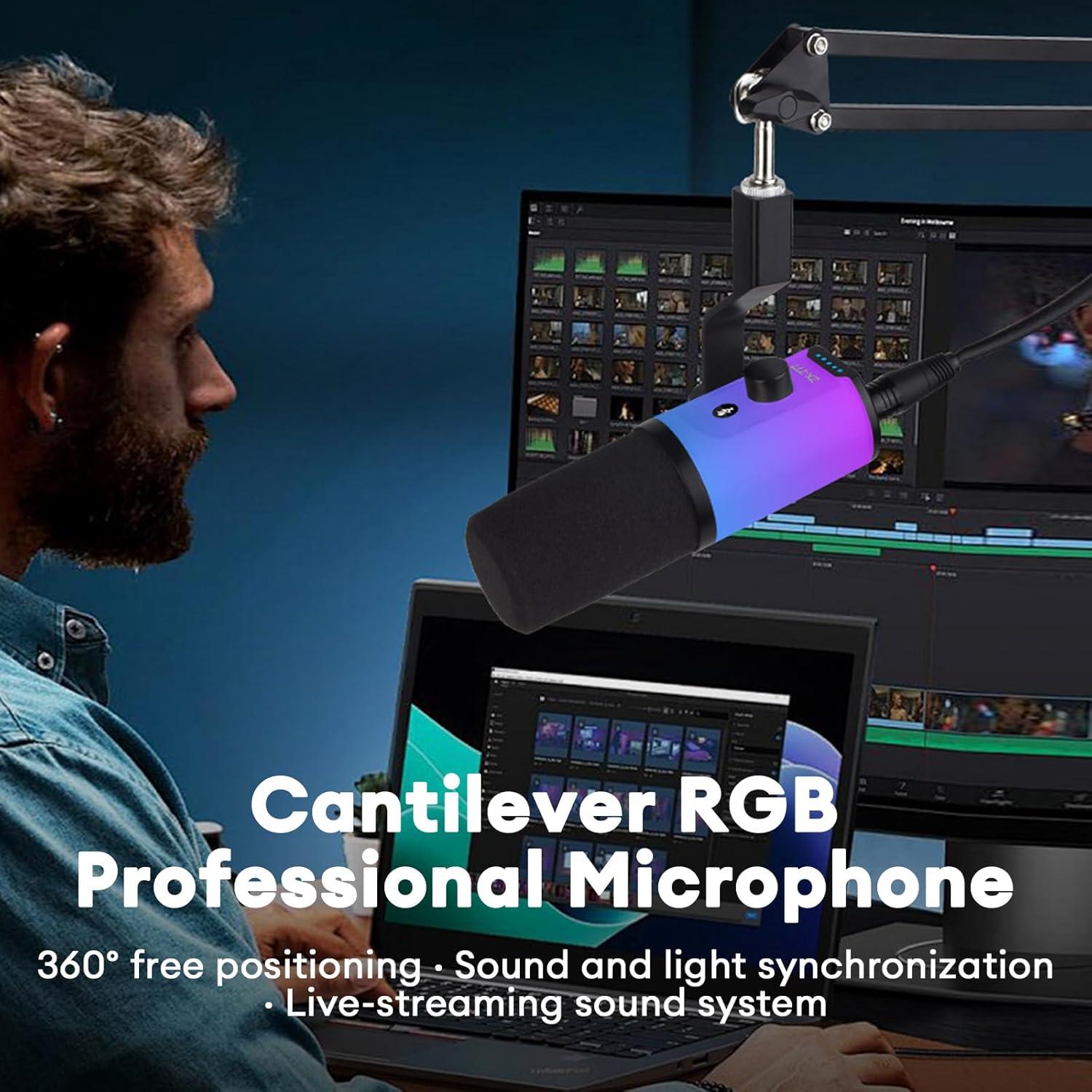 Micrófono USB/XLR Gaming AM8 con RGB y Brazo Soporte