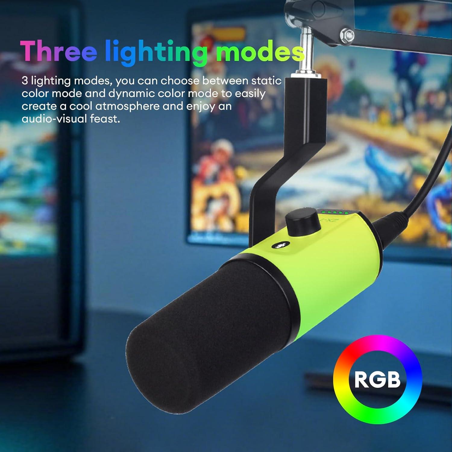 Micrófono USB/XLR Gaming AM8 con RGB y Brazo Soporte