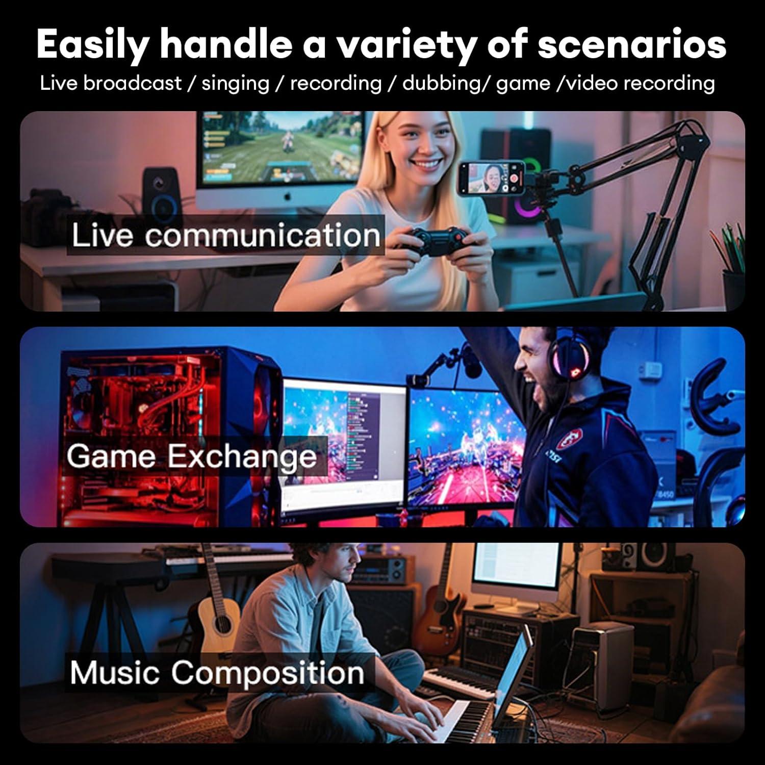 Micrófono USB/XLR Gaming AM8 con RGB y Brazo Soporte