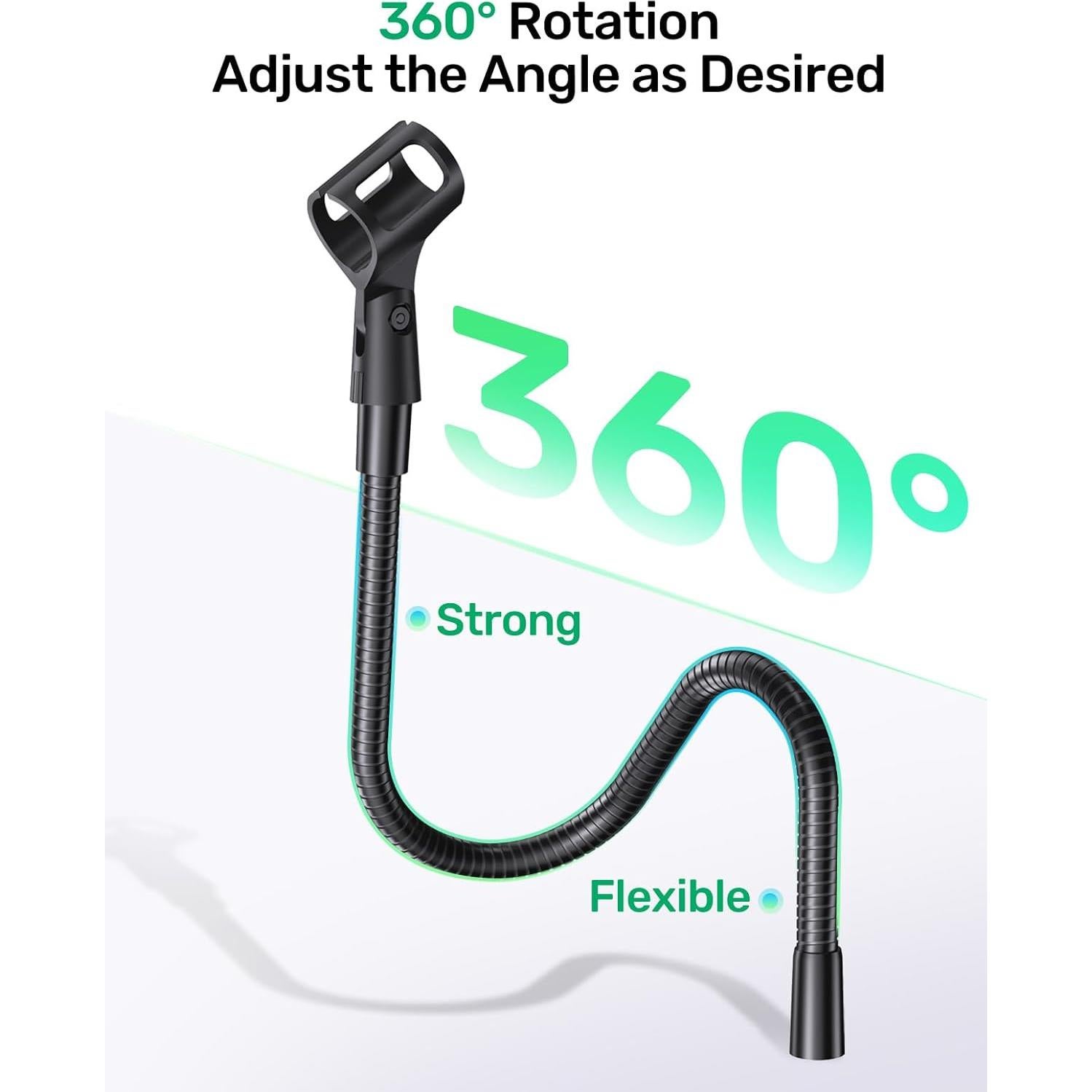 Soporte de Micrófono Cuello de Cisne 19" Aluminio Negro