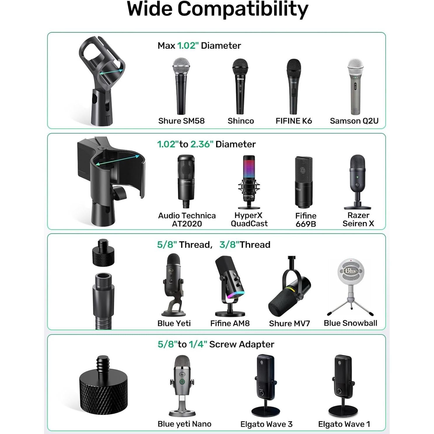 Soporte de Micrófono Cuello de Cisne 19" Aluminio Negro