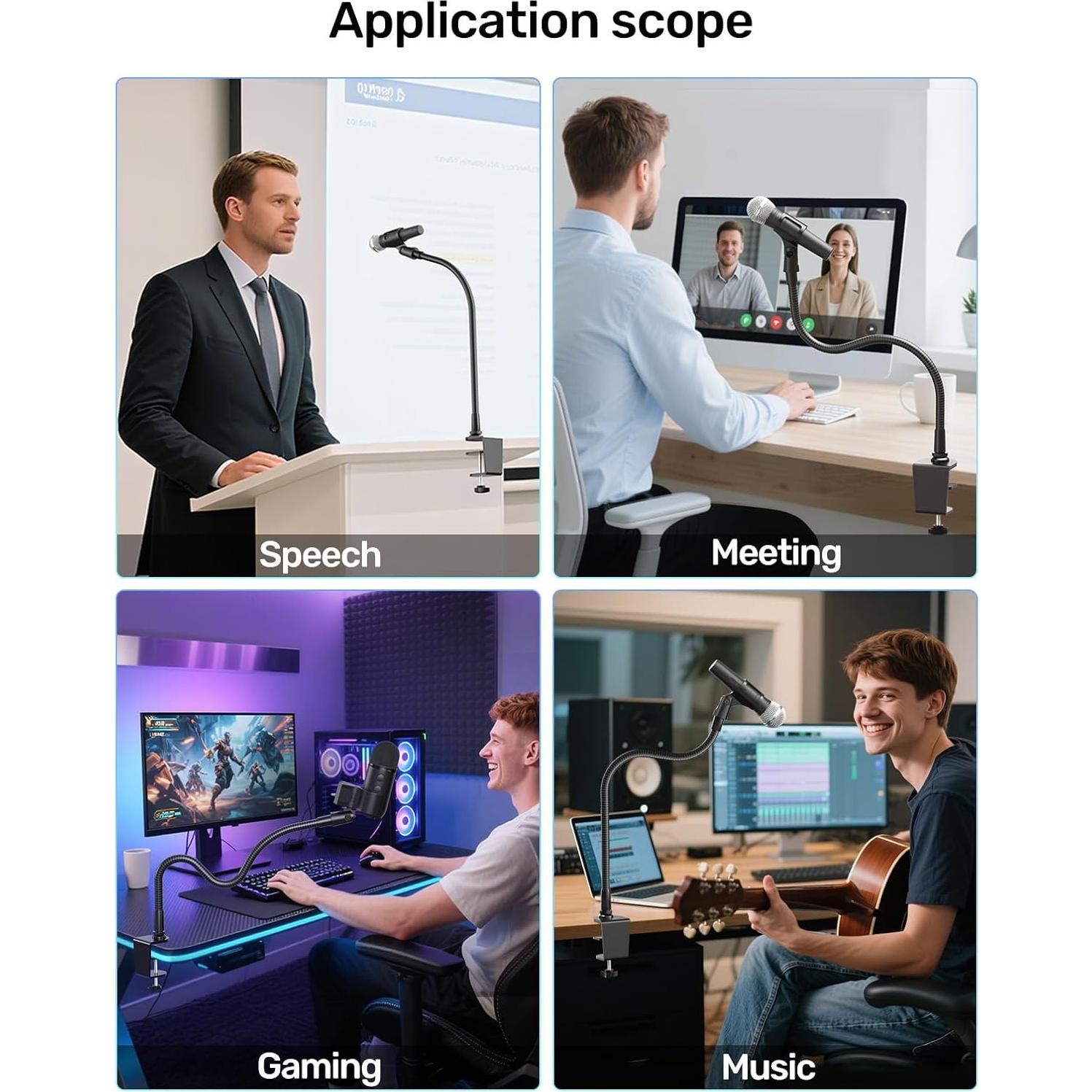 Soporte de Micrófono Cuello de Cisne 19" Aluminio Negro