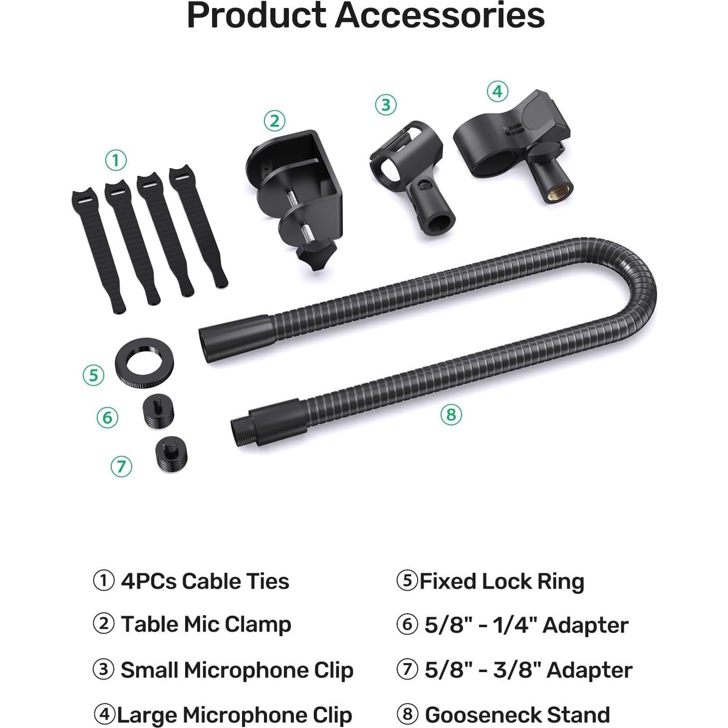 Soporte de Micrófono Cuello de Cisne 19" Aluminio Negro