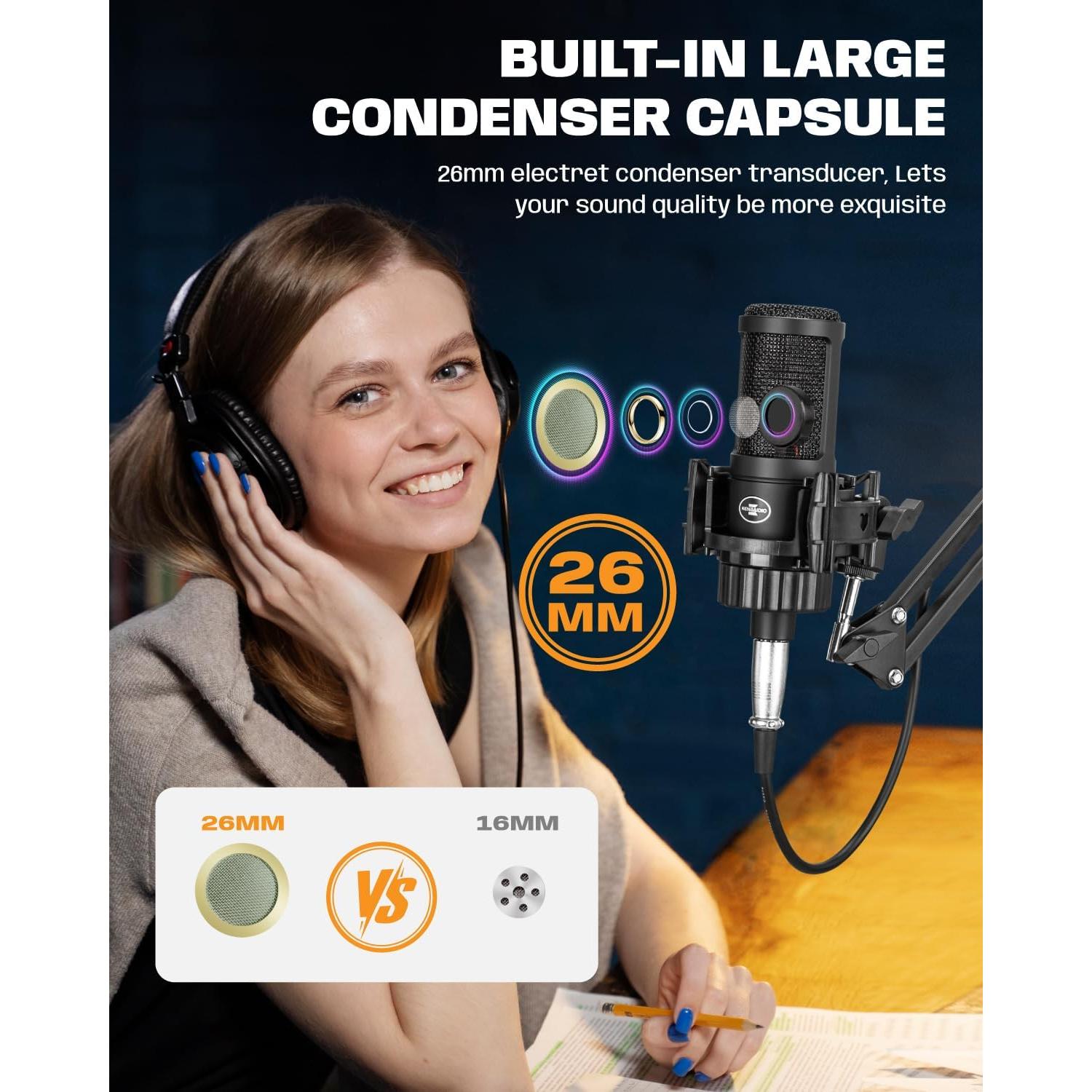 Micrófono de Condensador XLR KENBAIDIO con Brazo y Filtro Antipop