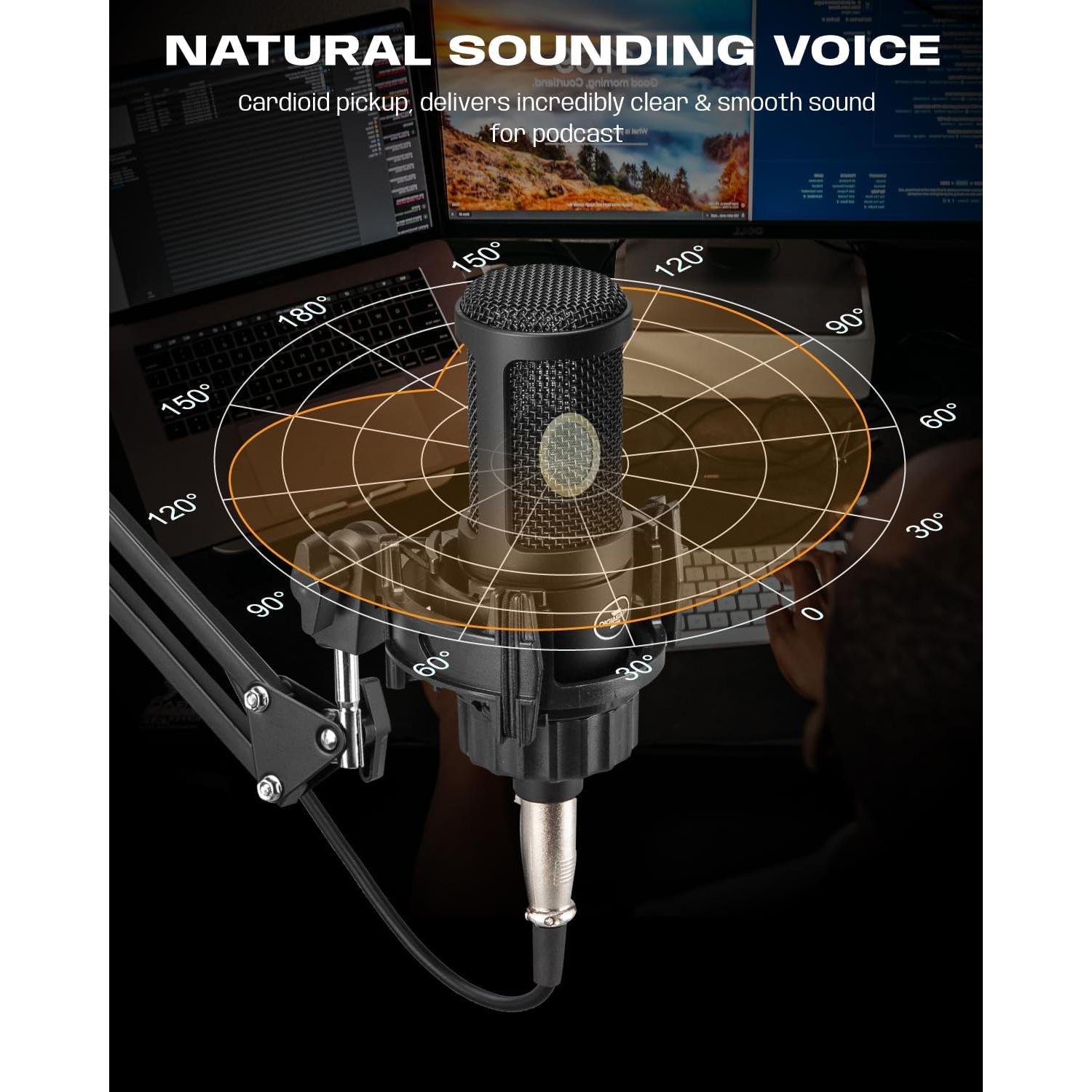 Micrófono de Condensador XLR KENBAIDIO con Brazo y Filtro Antipop