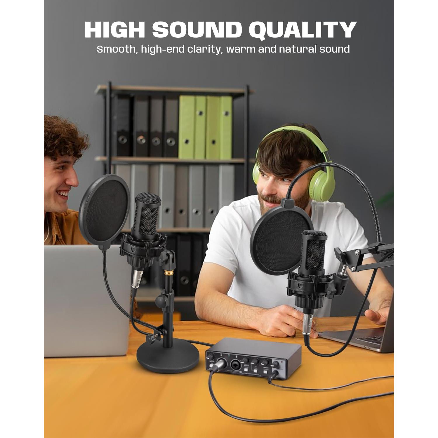 Micrófono de Condensador XLR KENBAIDIO con Brazo y Filtro Antipop