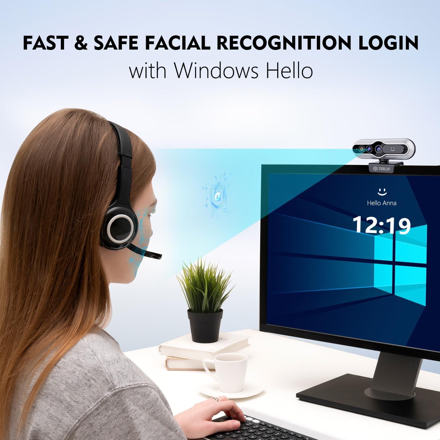 Webcam TOALLIN Hello SE 2K con Reconocimiento Facial IR