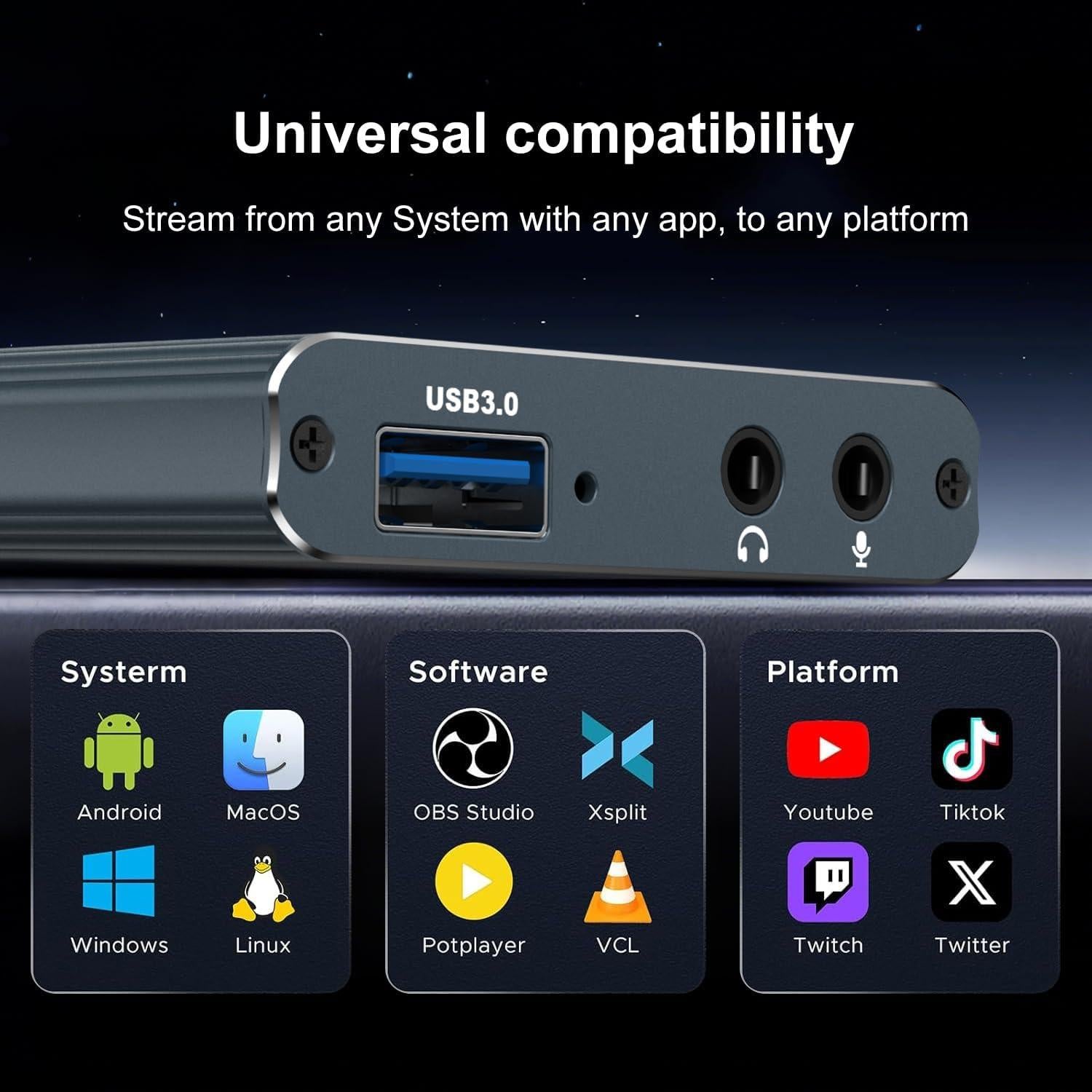 Tarjeta de Captura HDMI 4K Hanchuang HW-1410 1080P 60FPS