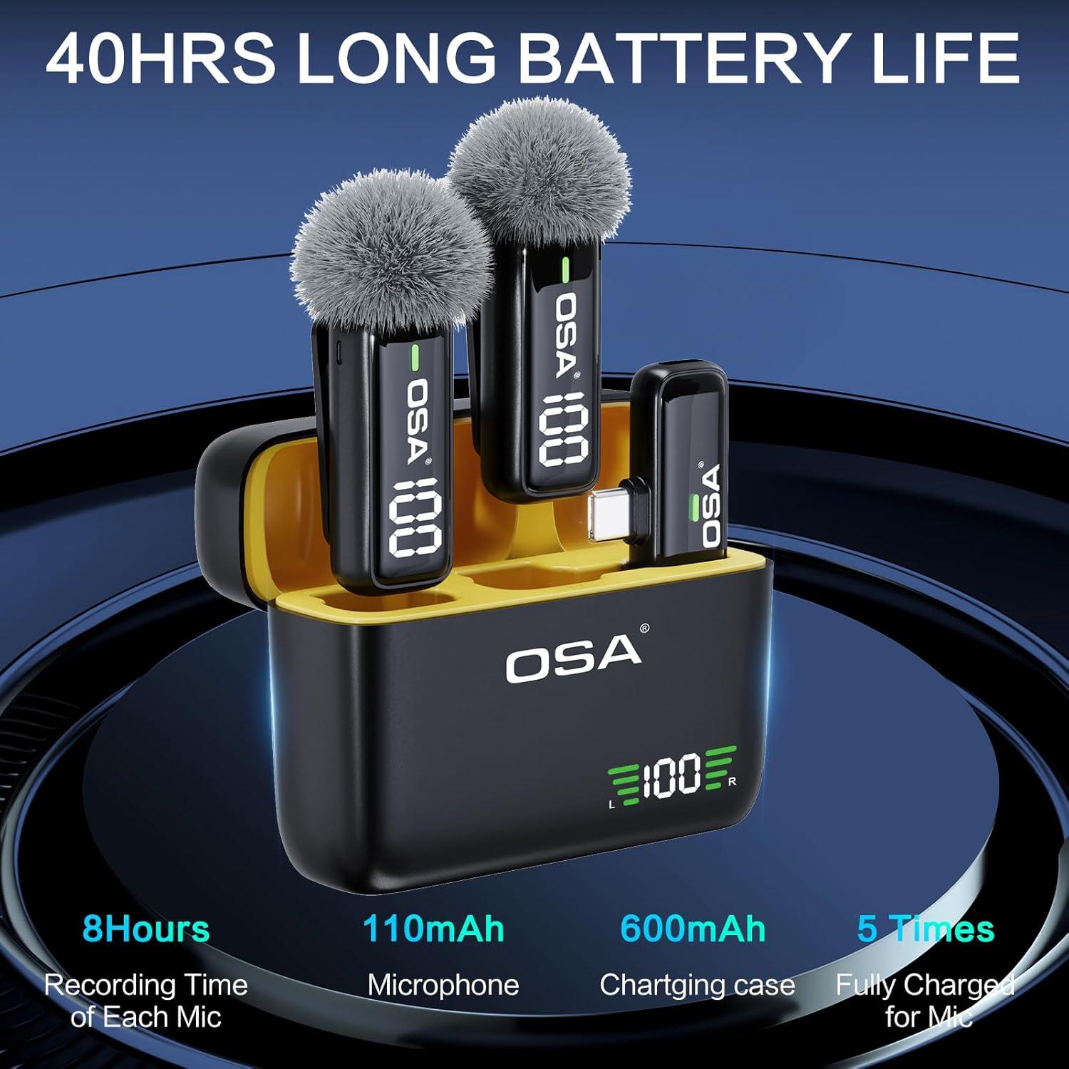 Micrófono Lavalier Inalámbrico OSA K6 Tipo C - Set de 2 con Estuche