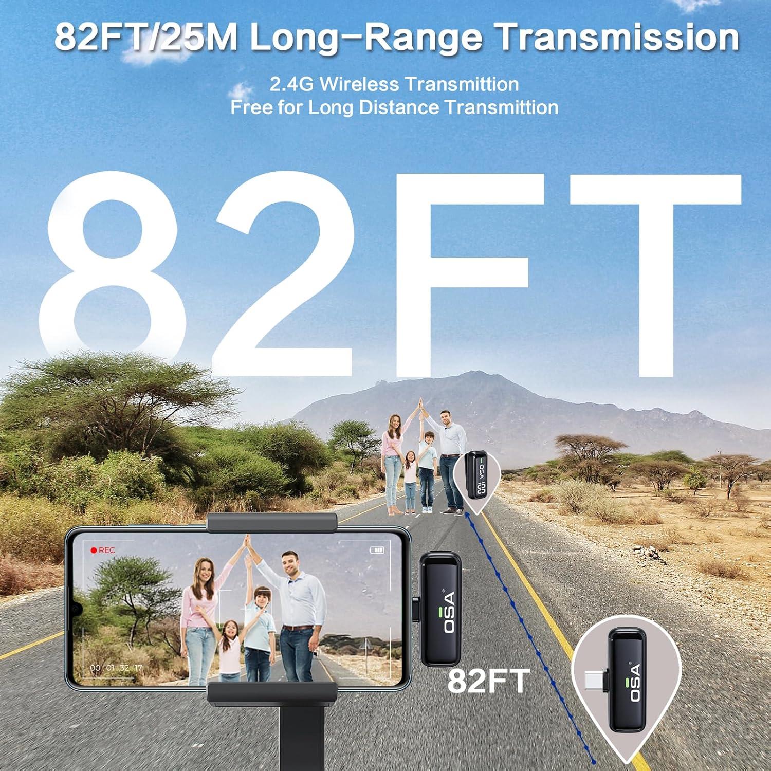 Micrófono Lavalier Inalámbrico OSA K6 Tipo C - Set de 2 con Estuche