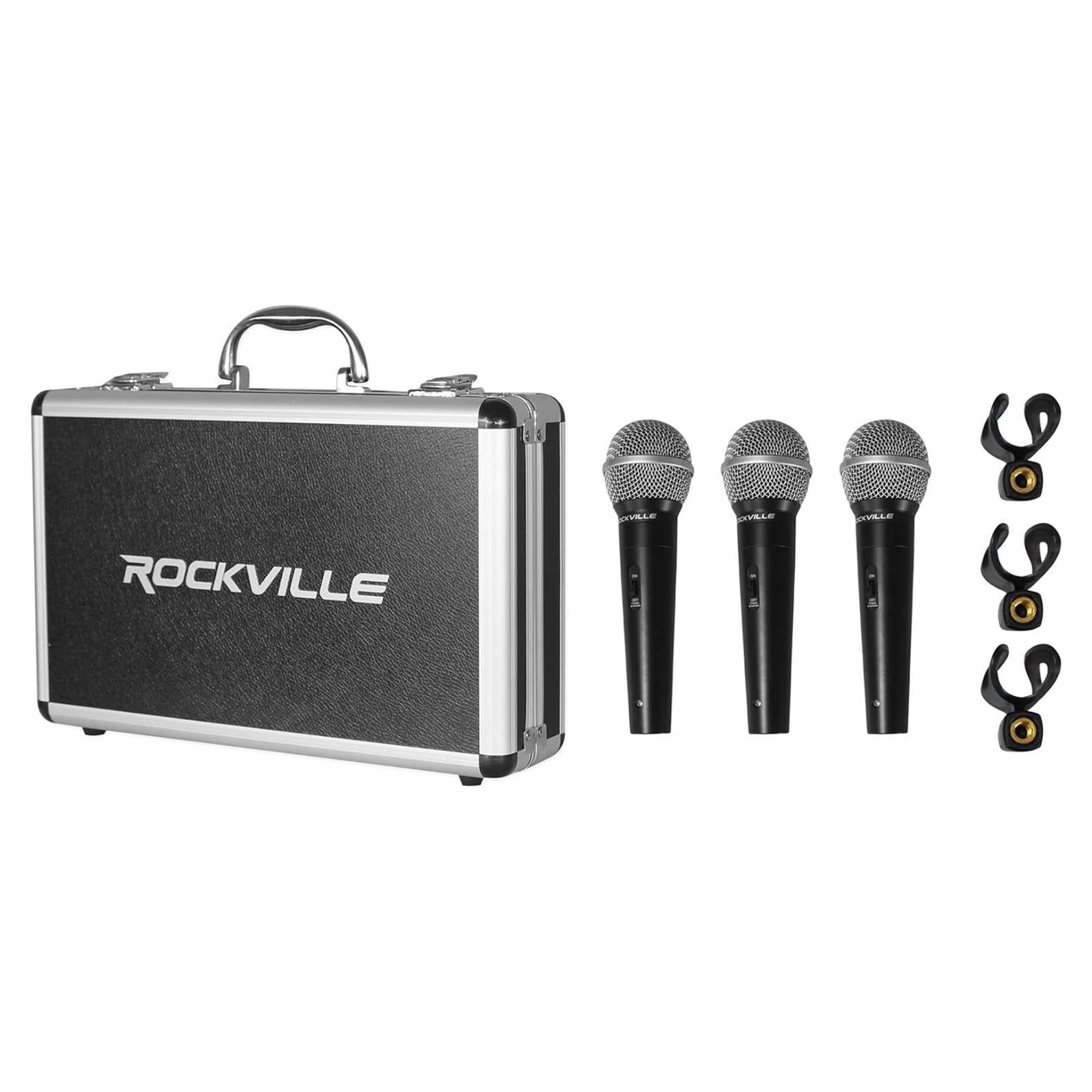 Paquete de 3 Micrófonos Dinámicos Rockville RMC-3PK XLR