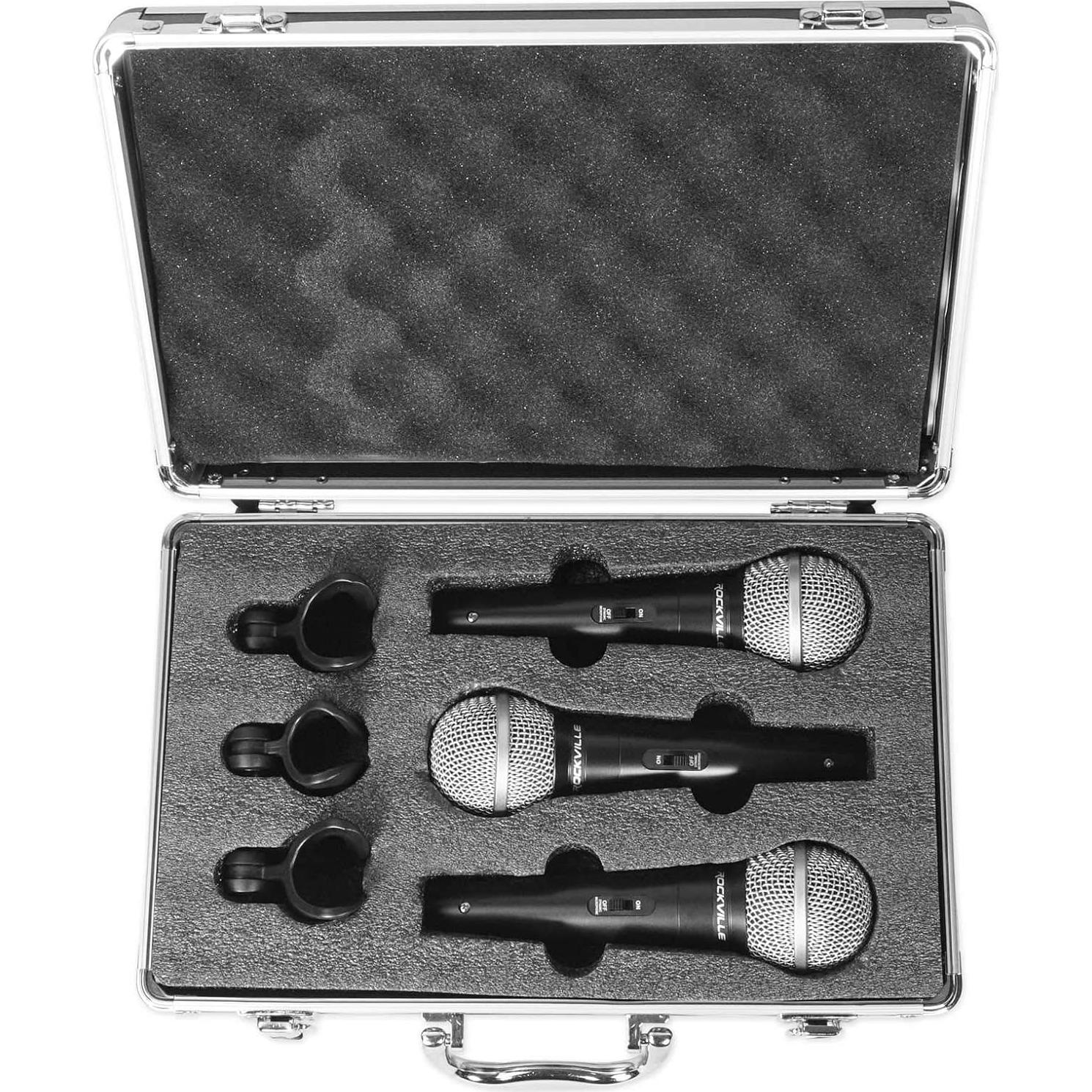 Paquete de 3 Micrófonos Dinámicos Rockville RMC-3PK XLR