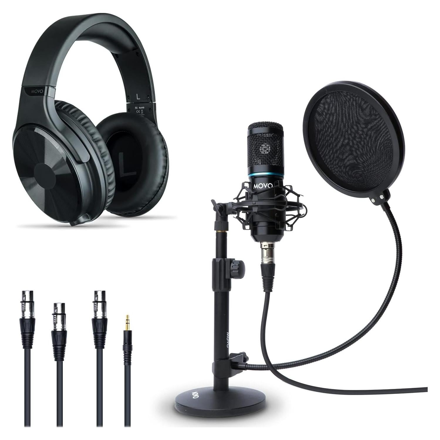 Equipo de Grabación Movo Studio - Micrófono Condensador y Auriculares