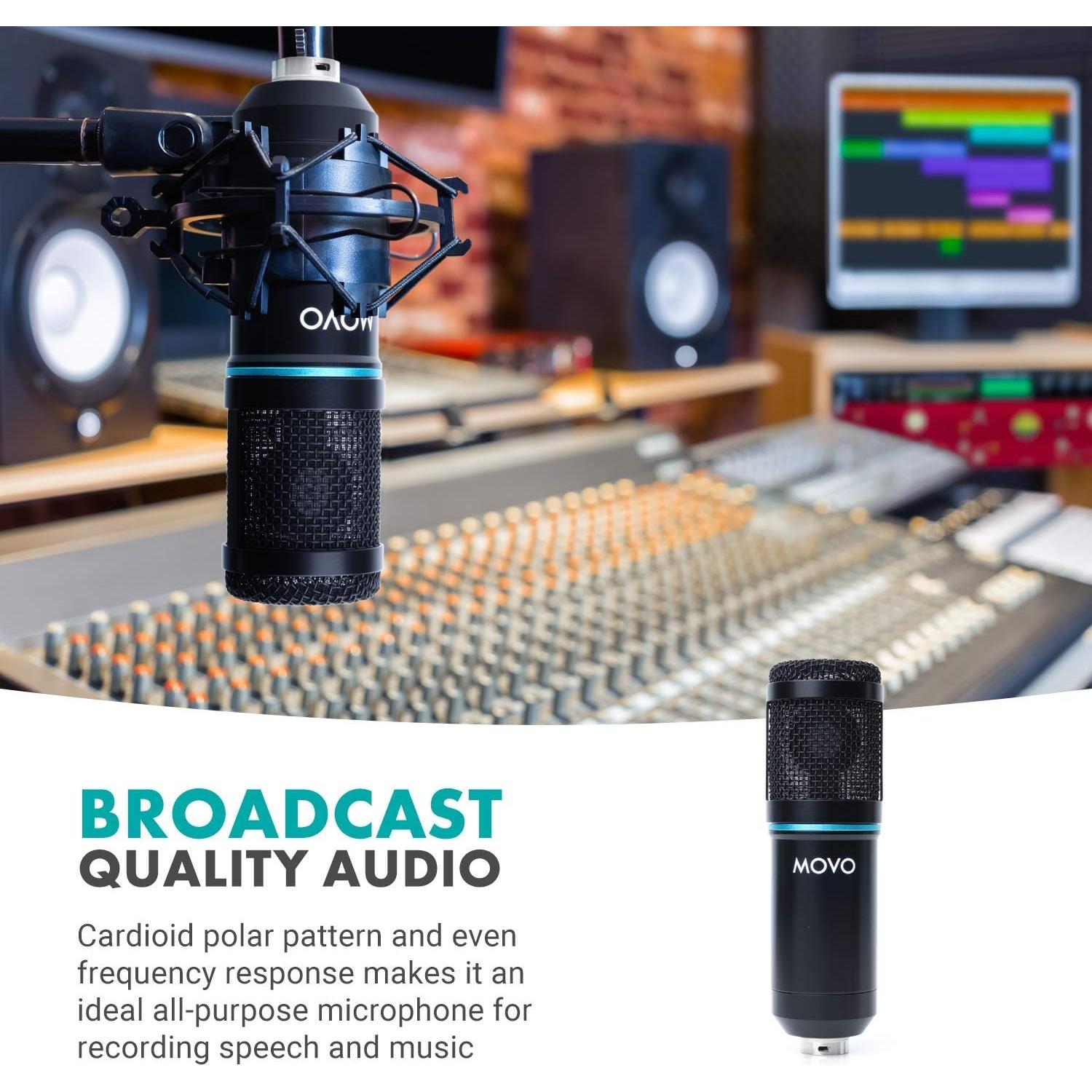 Equipo de Grabación Movo Studio - Micrófono Condensador y Auriculares