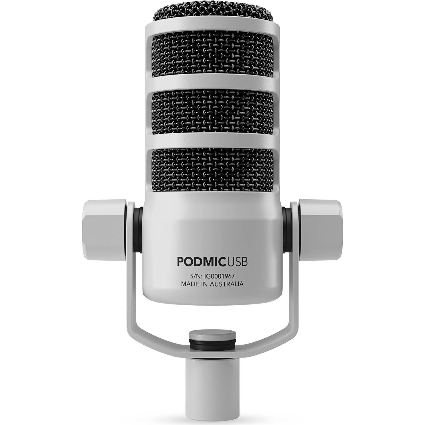 Micrófono Dinámico Rode PodMic USB + Soporte PSA1+ Blanco
