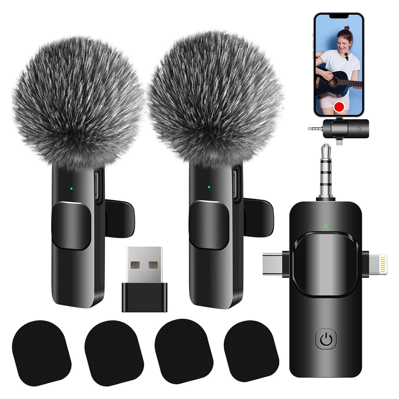 Micrófono Lavalier Inalámbrico DAGIRT 4 en 1 para iPhone/Android/PC