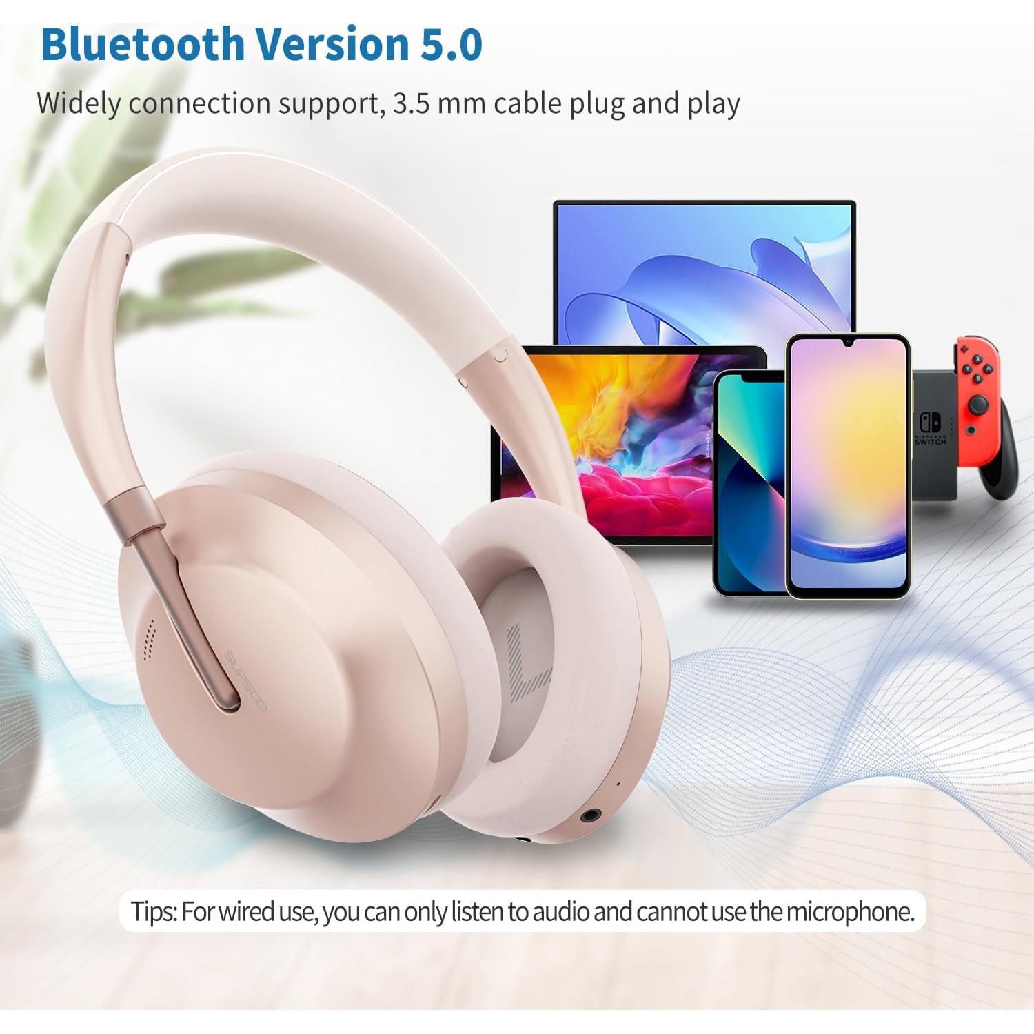 Auriculares Inalámbricos Bluetooth Unbktom B133 Oro Rosa ANC