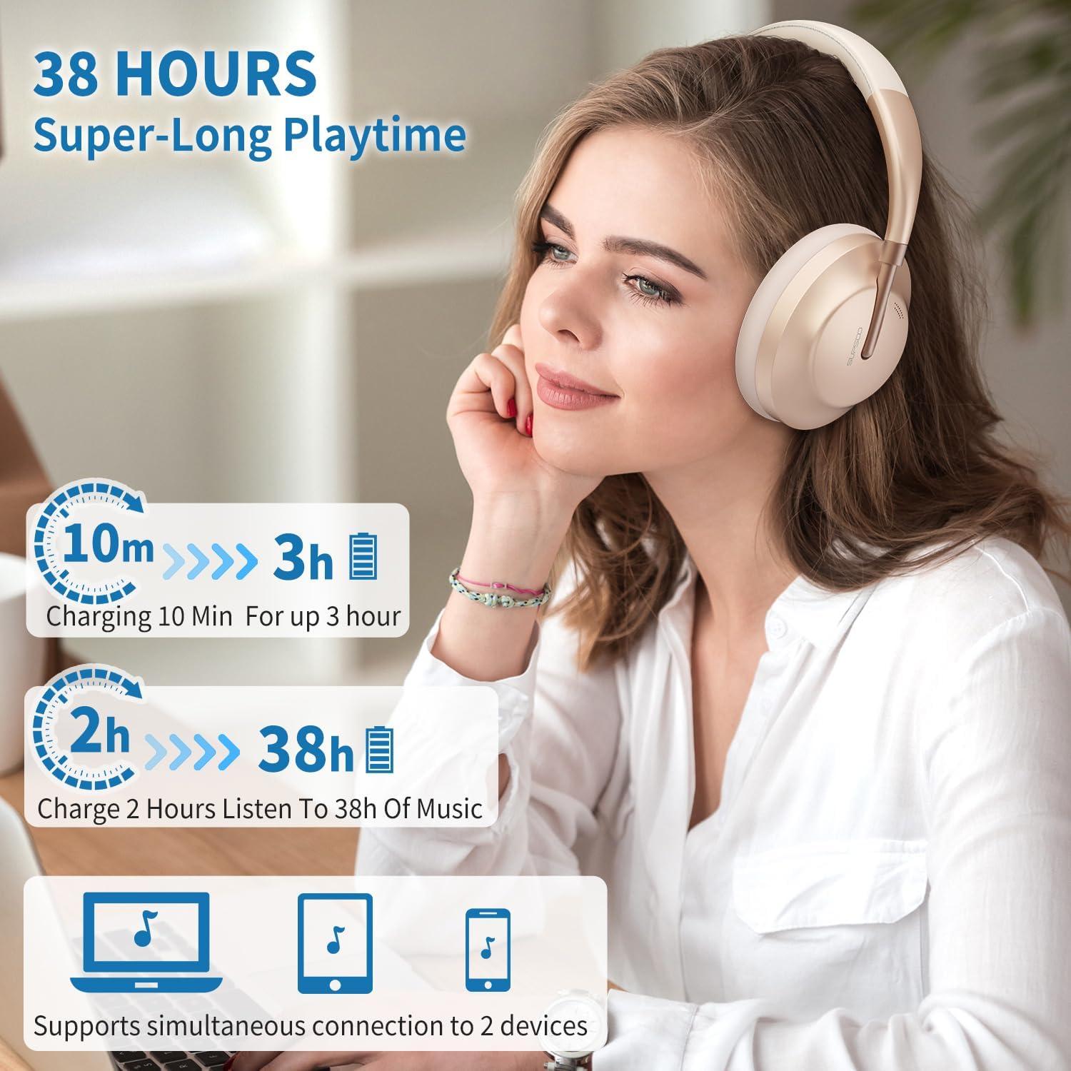 Auriculares Inalámbricos Bluetooth Unbktom B133 Oro Rosa ANC