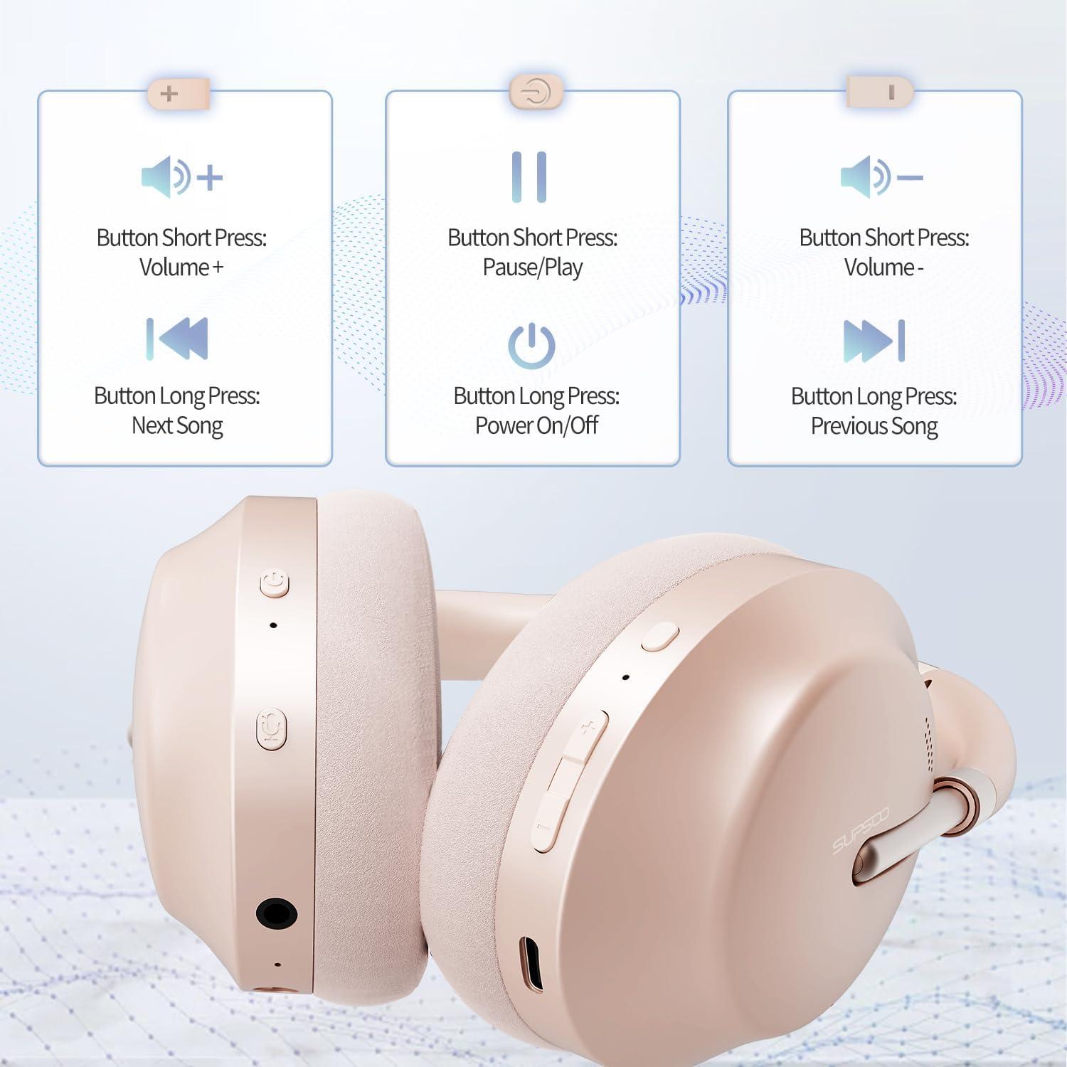 Auriculares Inalámbricos Bluetooth Unbktom B133 Oro Rosa ANC
