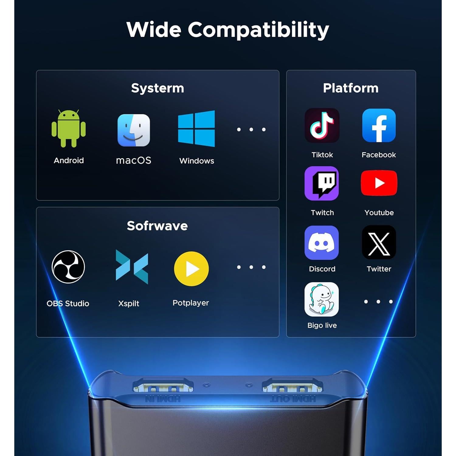 Tarjeta de Captura HDMI 1080P60 ByteWave USB 3.0 - Passthrough 4K