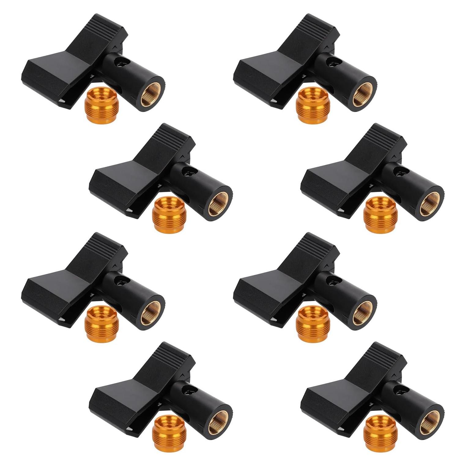 8 Clips para Micrófono Ajustables + Adaptadores 5/8" a 3/8"