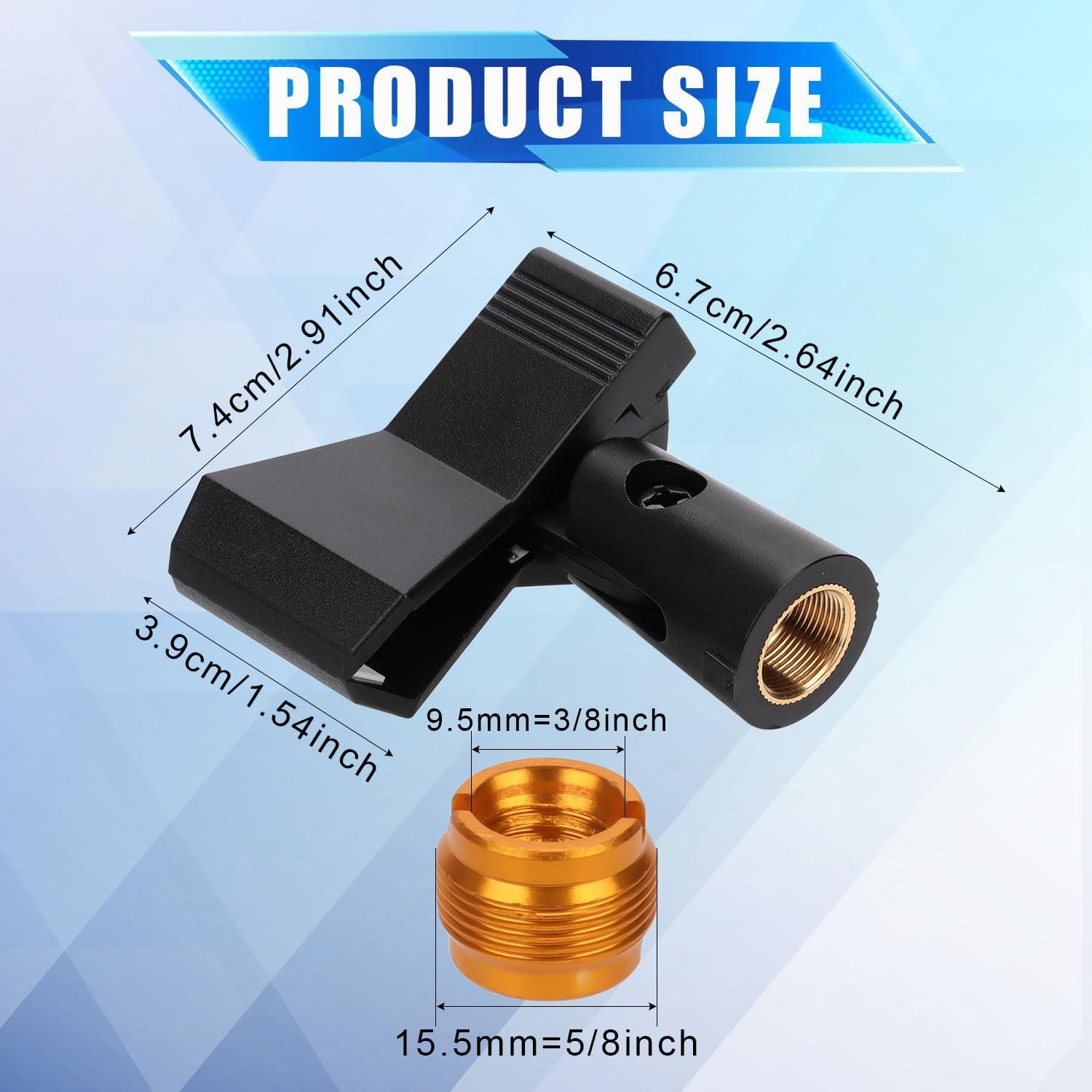 8 Clips para Micrófono Ajustables + Adaptadores 5/8" a 3/8"