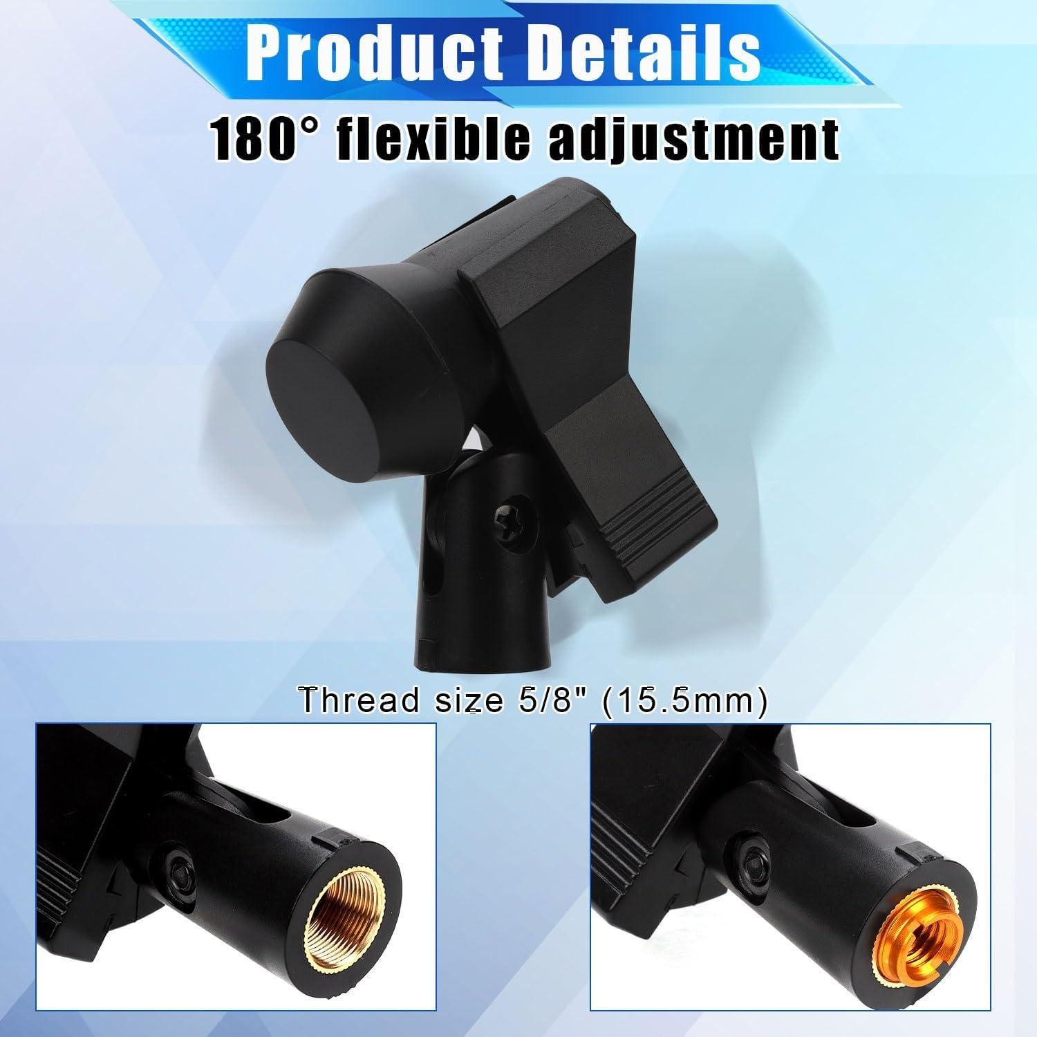 8 Clips para Micrófono Ajustables + Adaptadores 5/8" a 3/8"