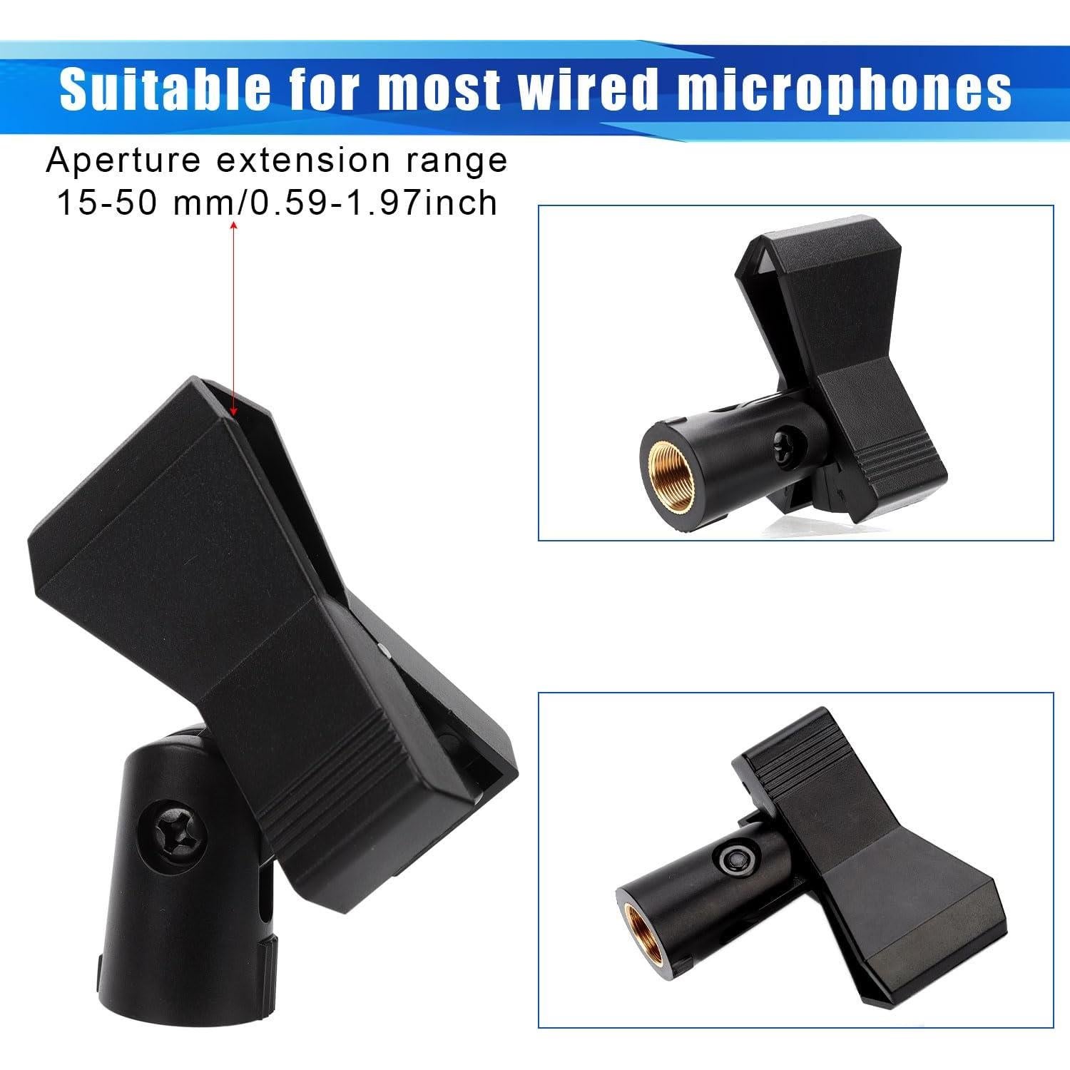 8 Clips para Micrófono Ajustables + Adaptadores 5/8" a 3/8"