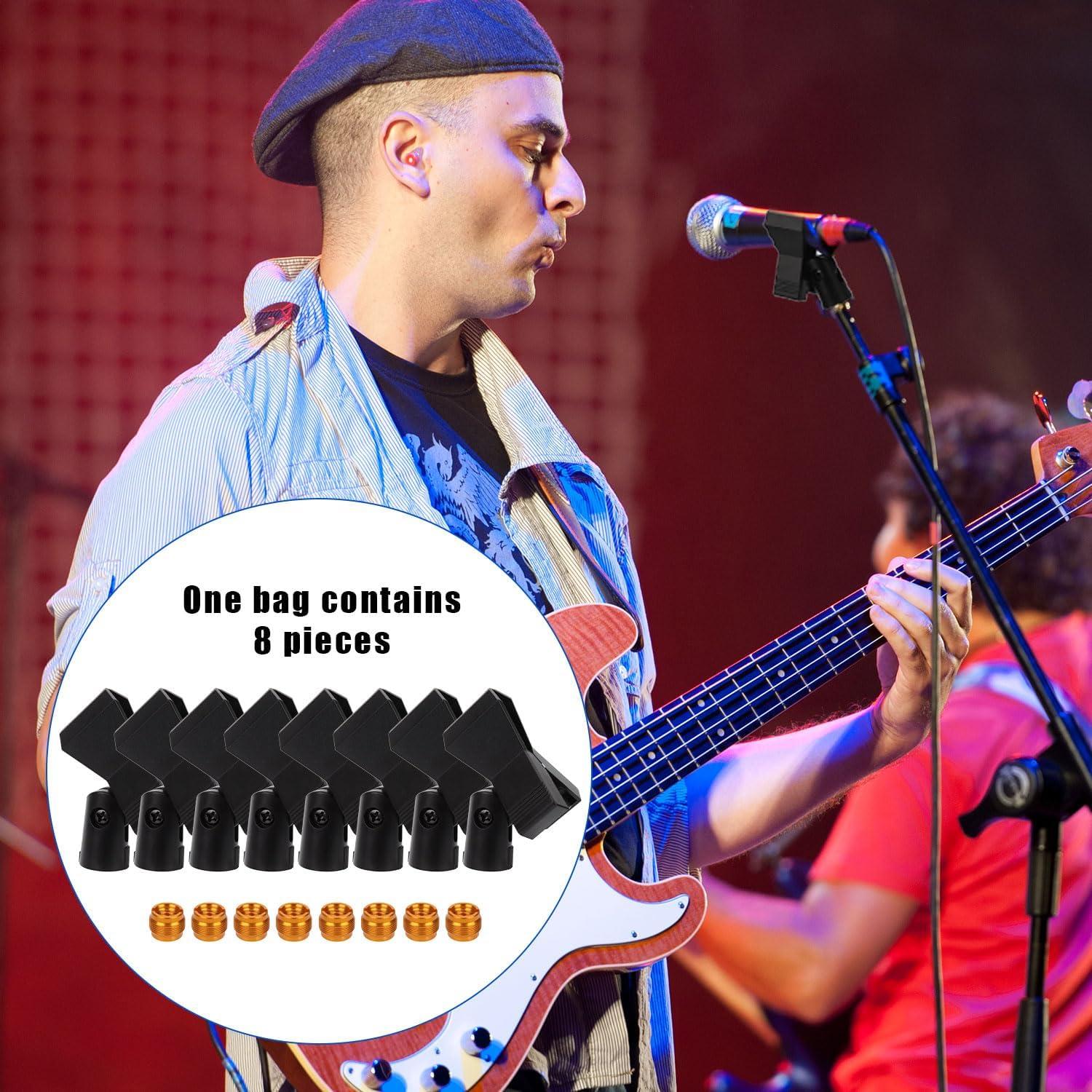 8 Clips para Micrófono Ajustables + Adaptadores 5/8" a 3/8"