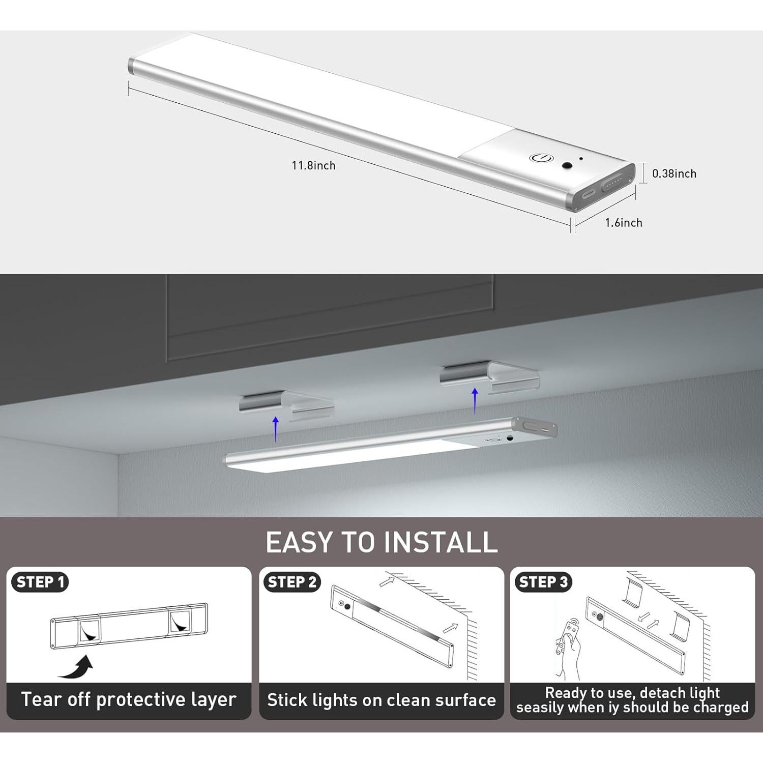 Luces LED Bajo Gabinete Inalámbricas LAJOSO 3 Paquete RGB