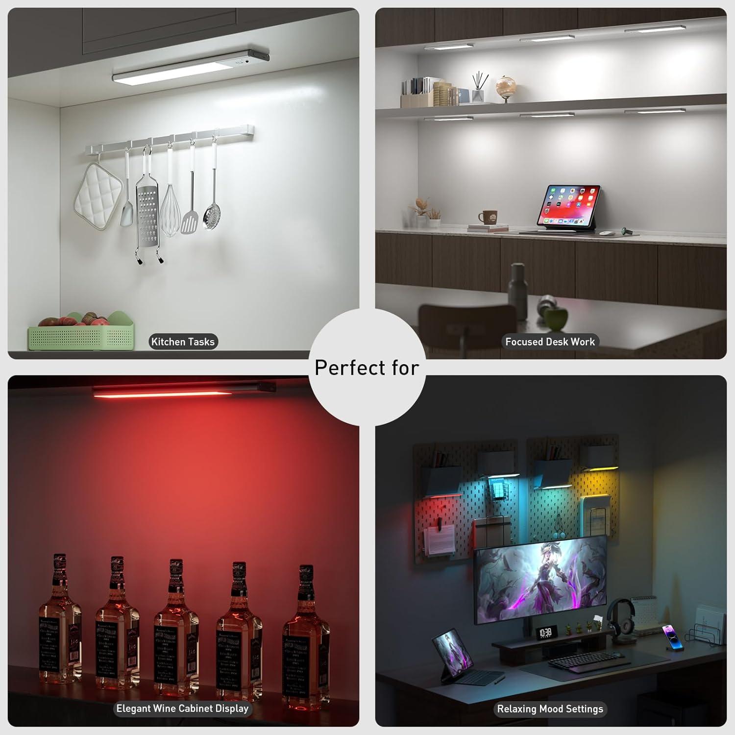 Luces LED Bajo Gabinete Inalámbricas LAJOSO 3 Paquete RGB