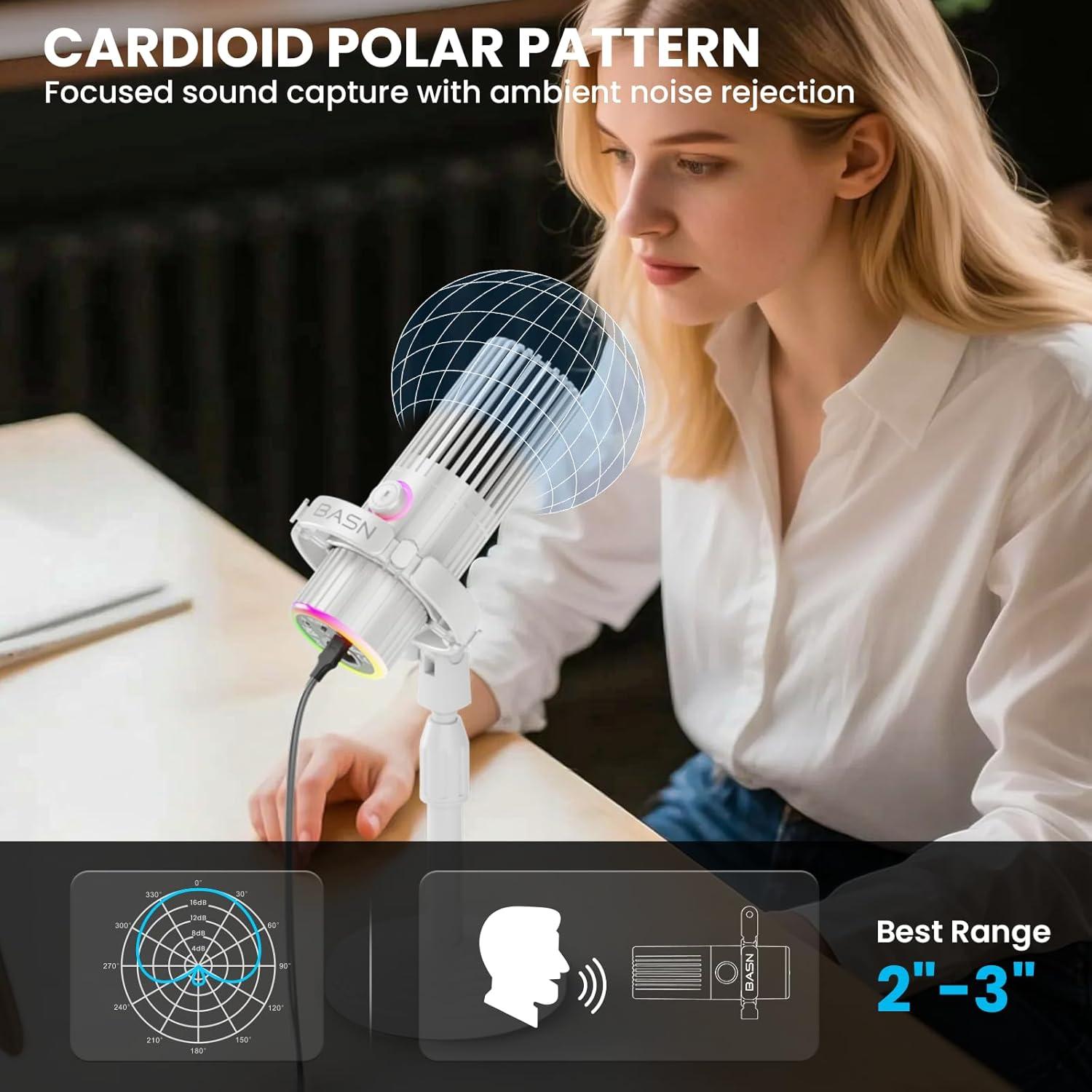 Micrófono Dinámico USB/XLR BASN SL2000 para Podcasting y Juegos